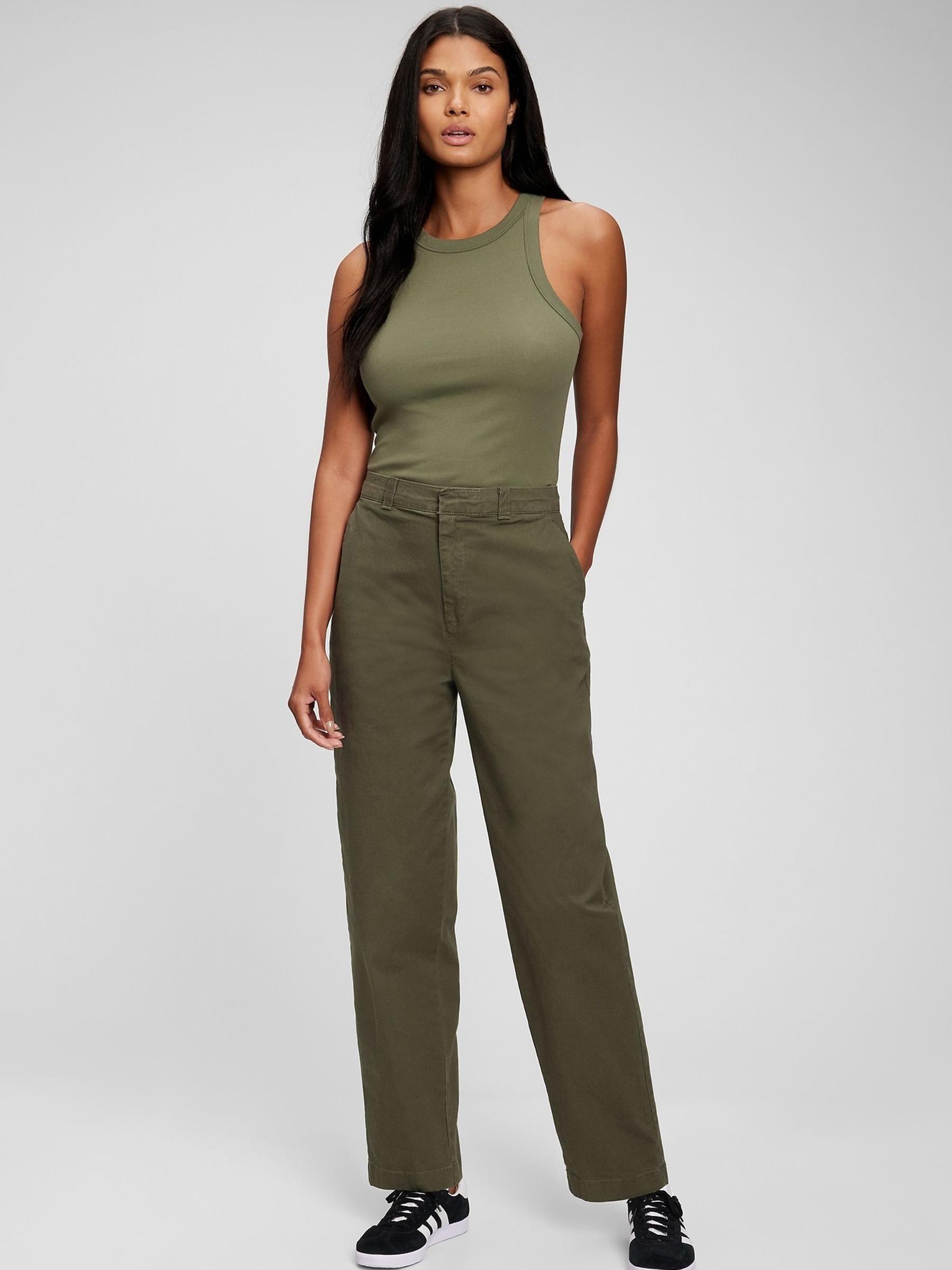 Green Loose Straight Leg Chinos - Image 1 of 1