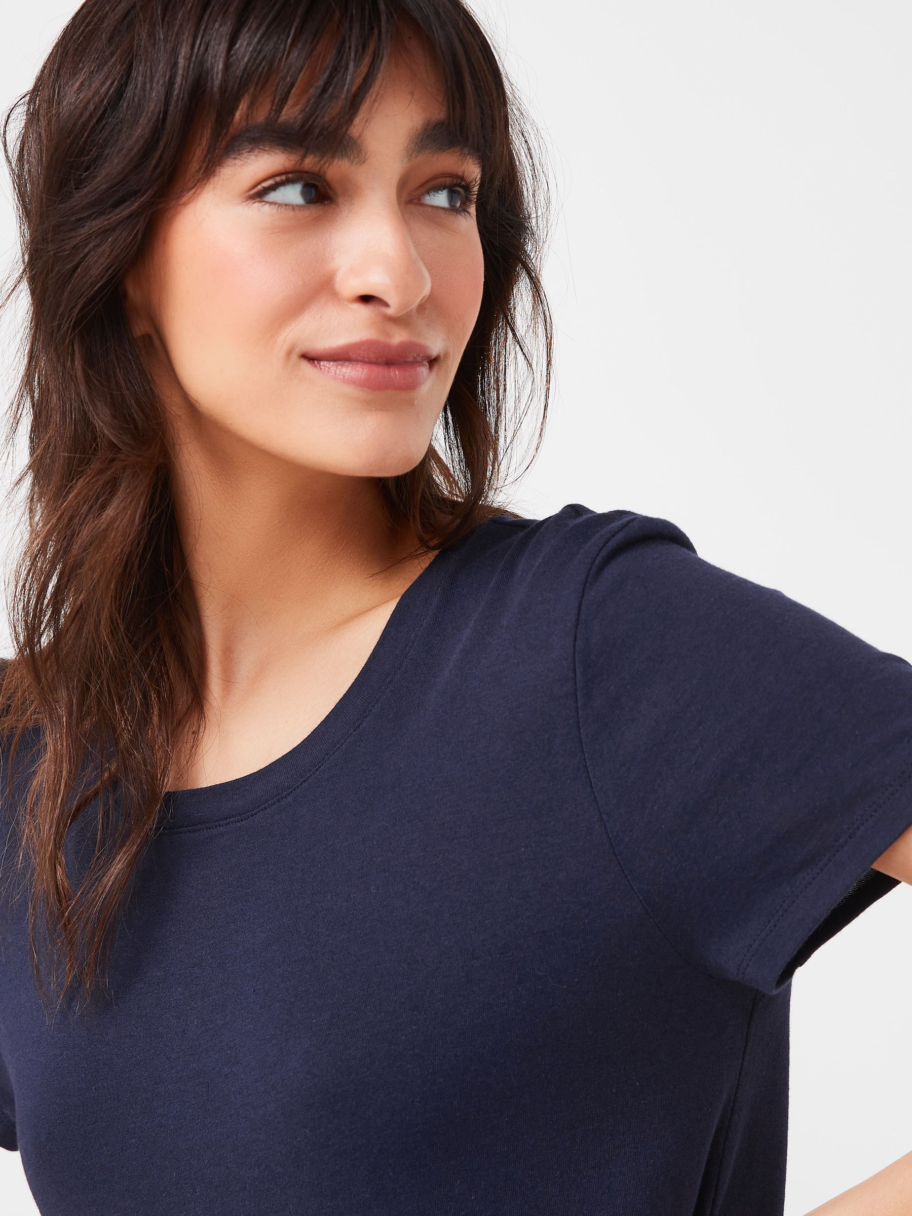 Navy Blue Favourite Cotton-Modal Crew Neck Short Sleeve T-Shirt - Image 3 of 5