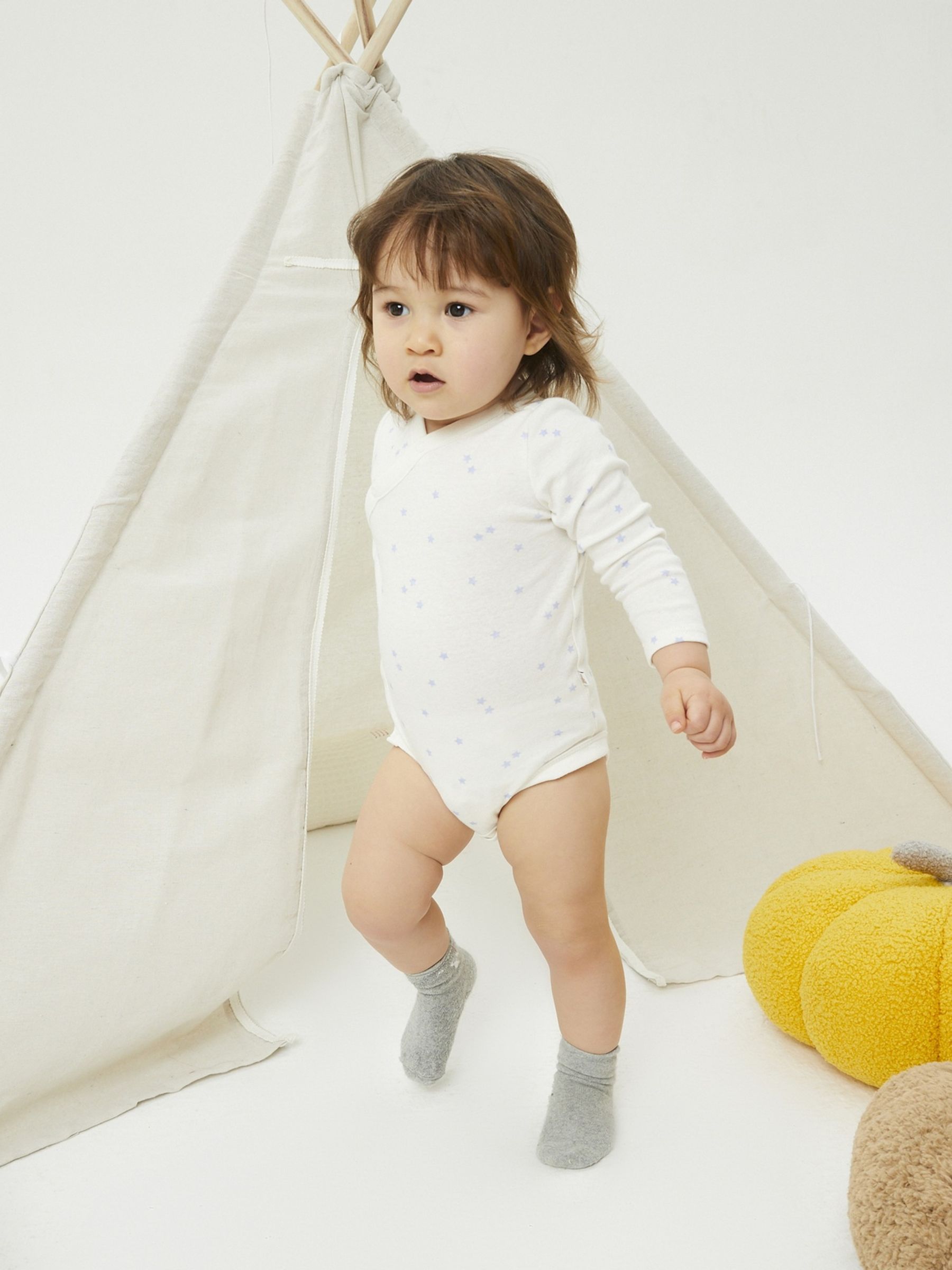 White Wrap Long Sleeve Baby Bodysuit - Image 1 of 1