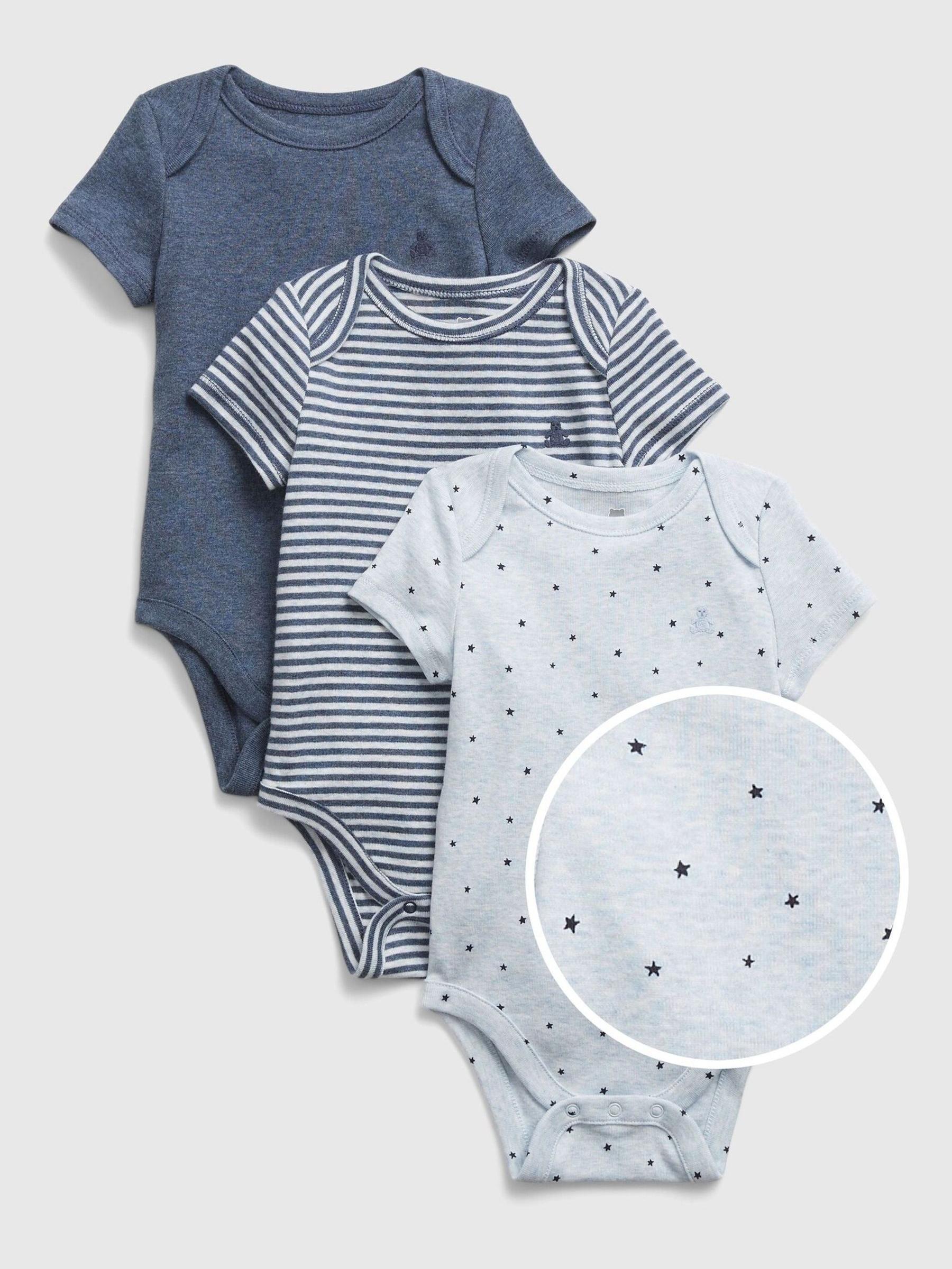 Blue 3 Pack Short Sleeve Baby Bodysuits - Image 1 of 1