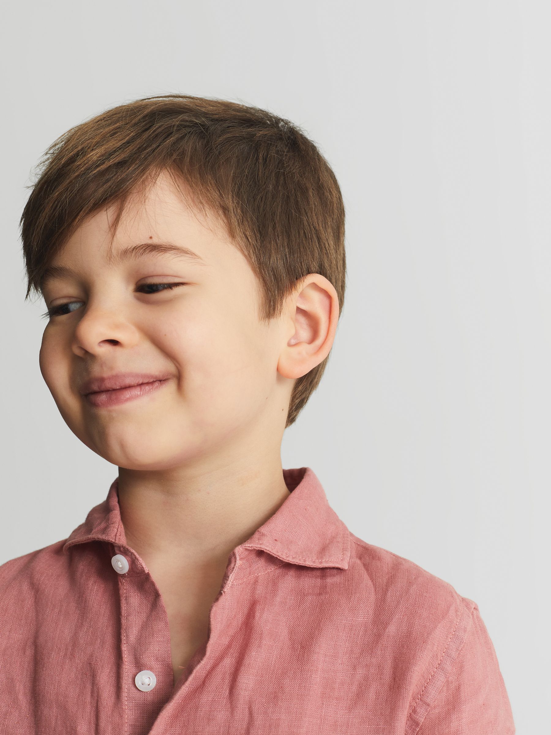 Long Sleeve Linen Shirt in Coral - Image 3 of 6
