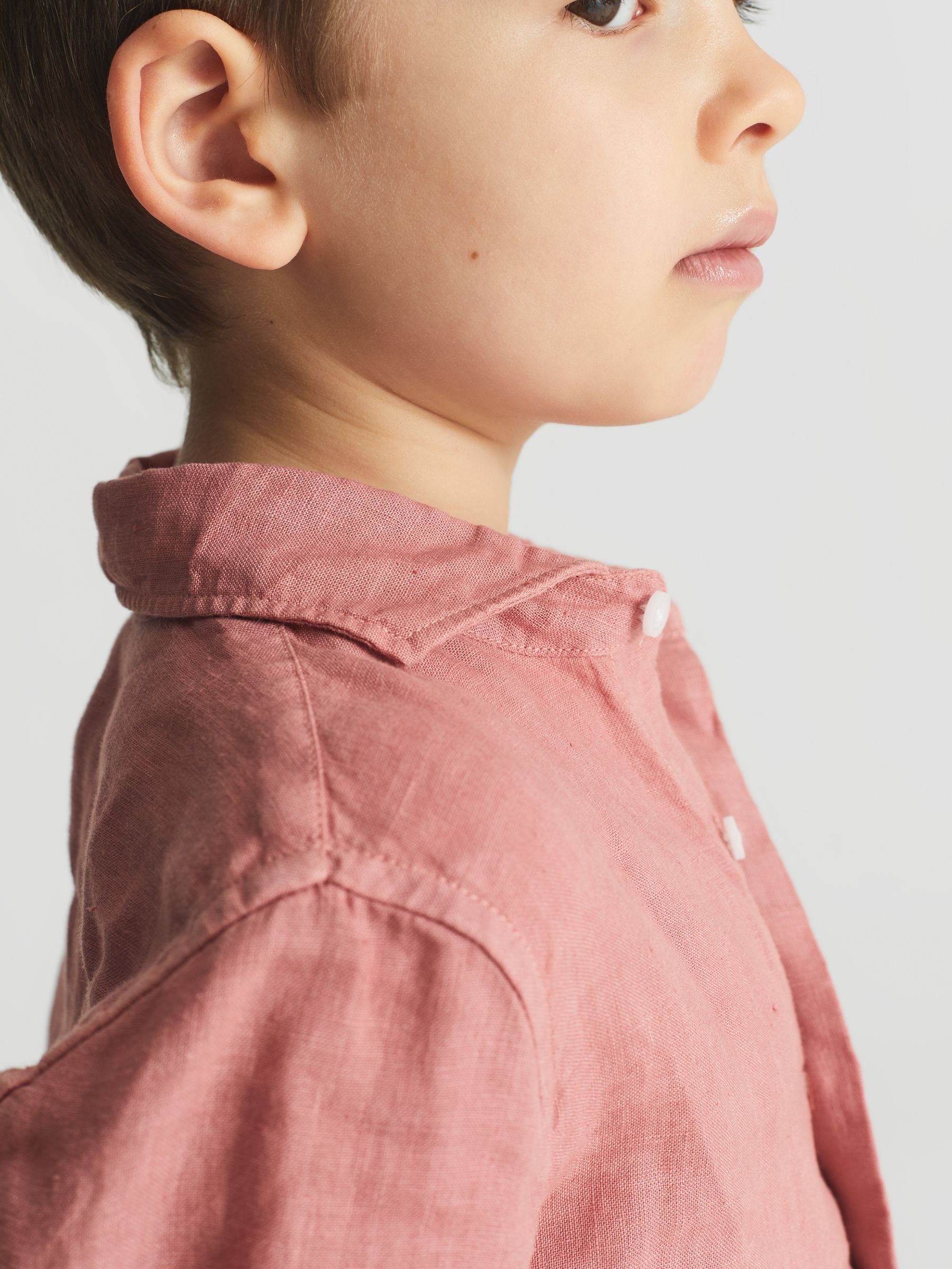 Long Sleeve Linen Shirt in Coral - Image 4 of 6