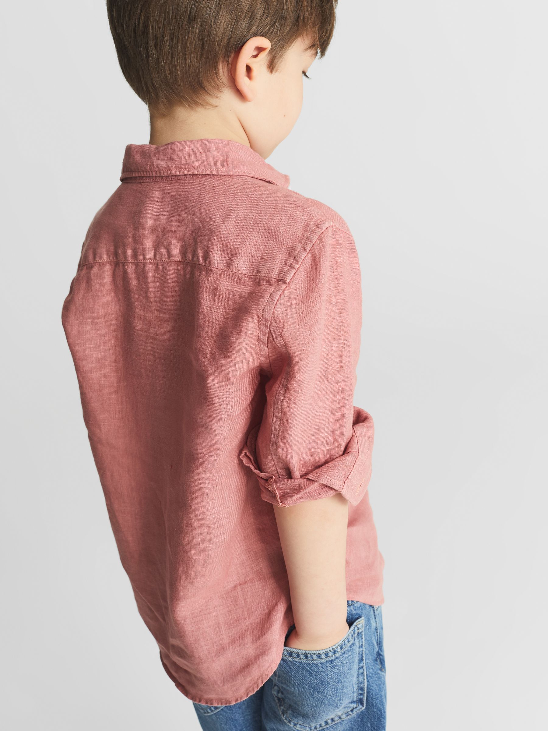 Long Sleeve Linen Shirt in Coral - Image 5 of 6