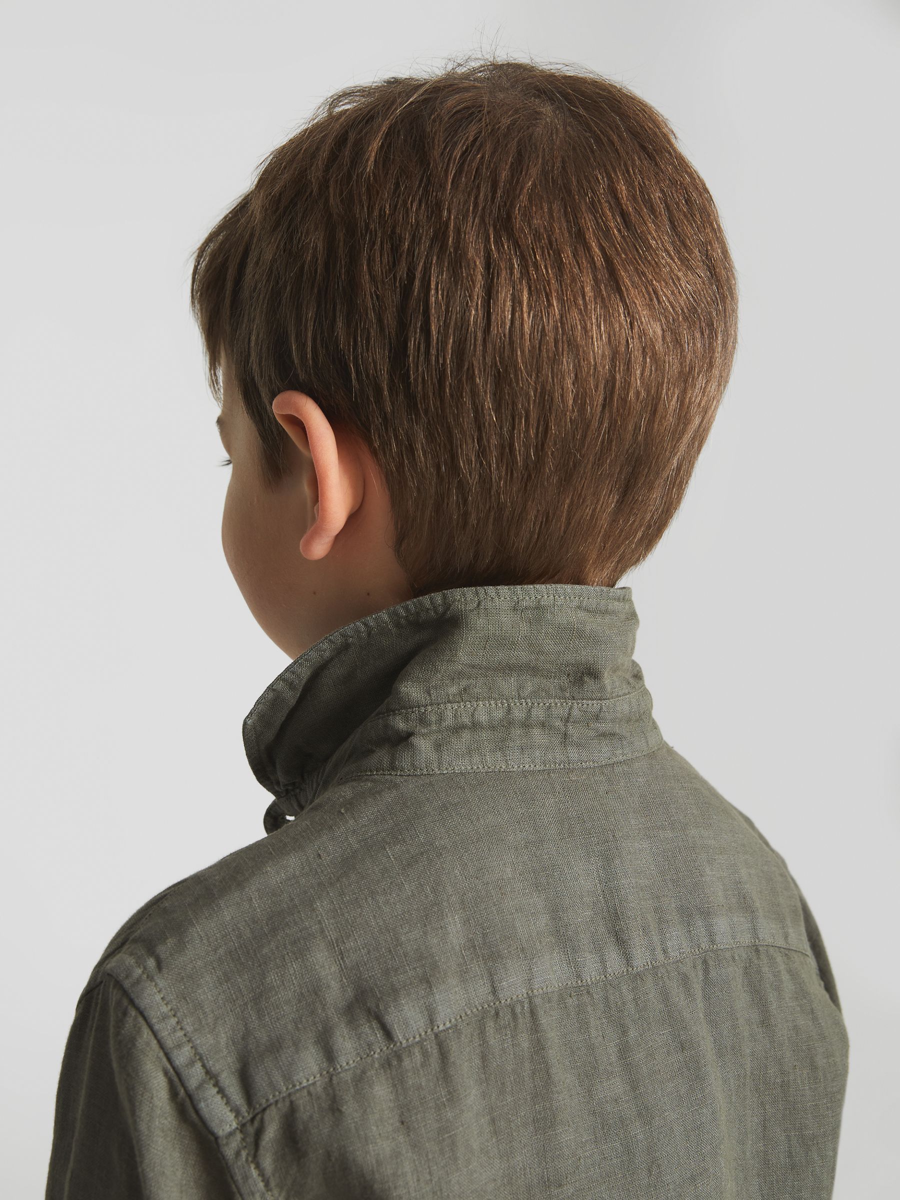 Long Sleeve Linen Shirt in Olive - Image 5 of 7