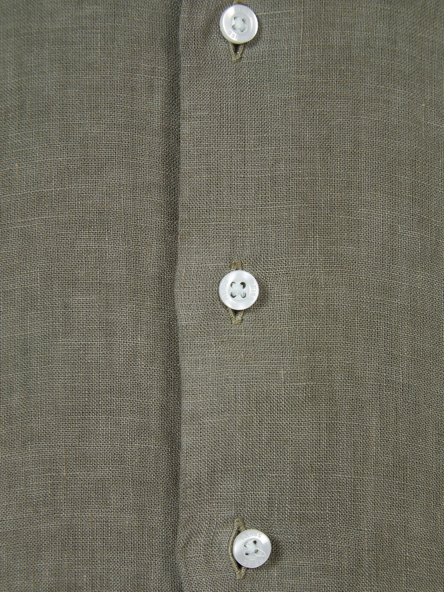 Long Sleeve Linen Shirt in Olive - Image 7 of 7