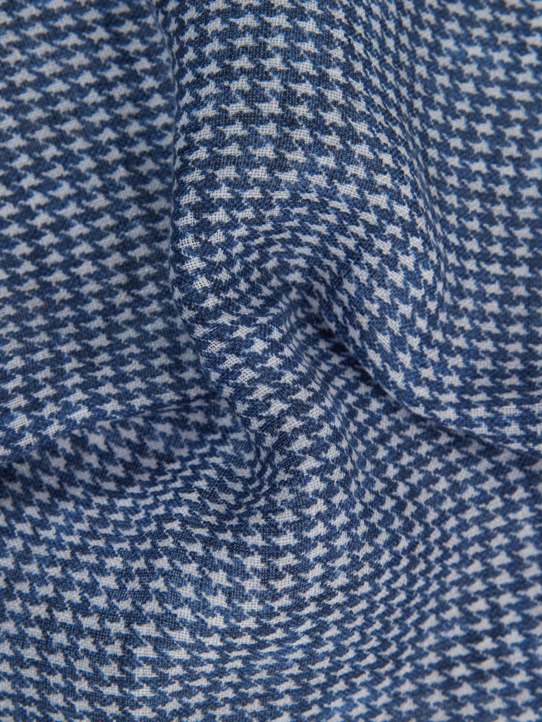 Linen Puppytooth Pocket Square in Airforce Blue - Image 1 of 5 Linen Puppytooth Pocket Square in Airforce Blue - Image 1 of 5