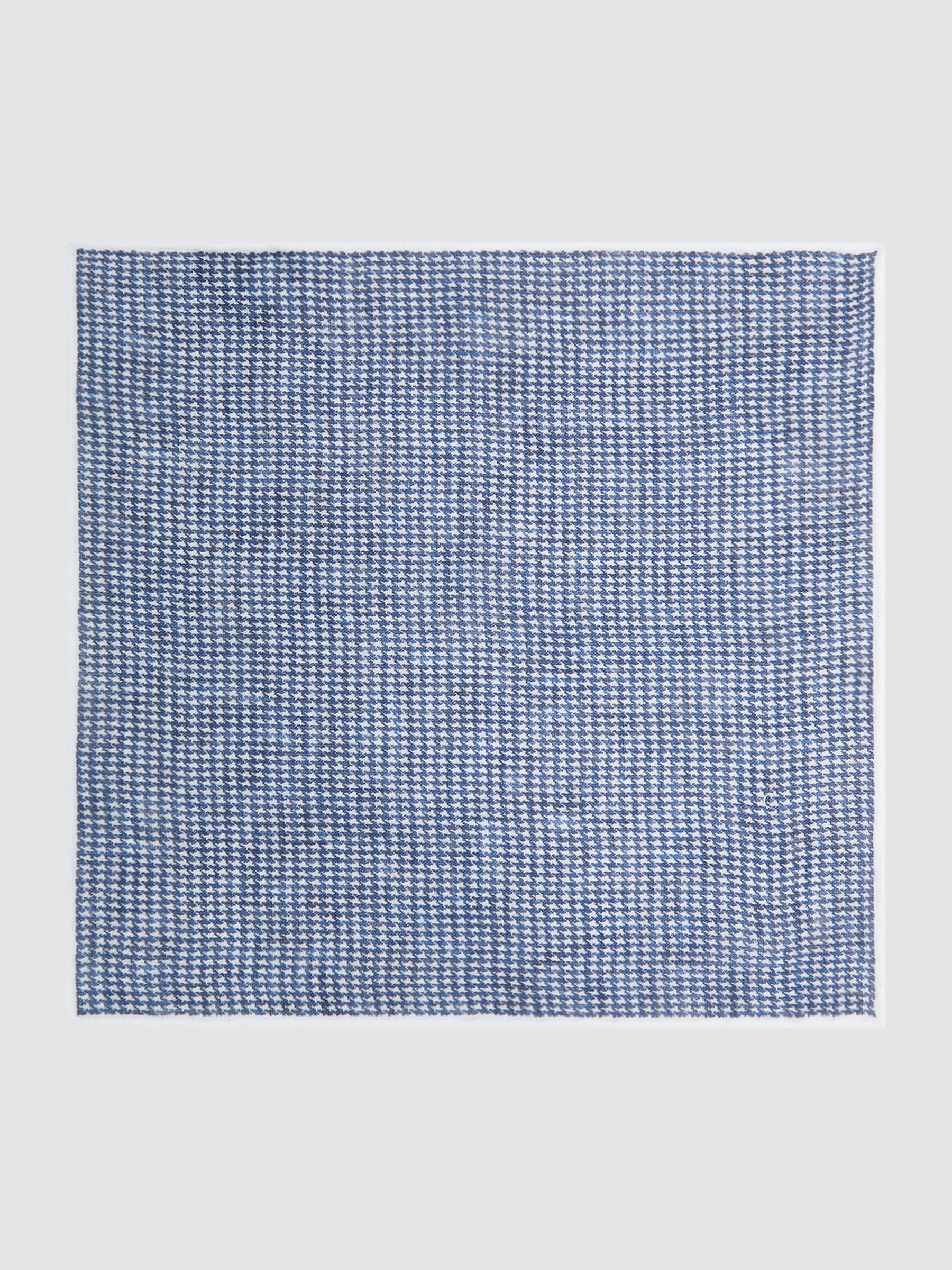 Linen Puppytooth Pocket Square in Airforce Blue - Image 2 of 5 Linen Puppytooth Pocket Square in Airforce Blue - Image 2 of 5