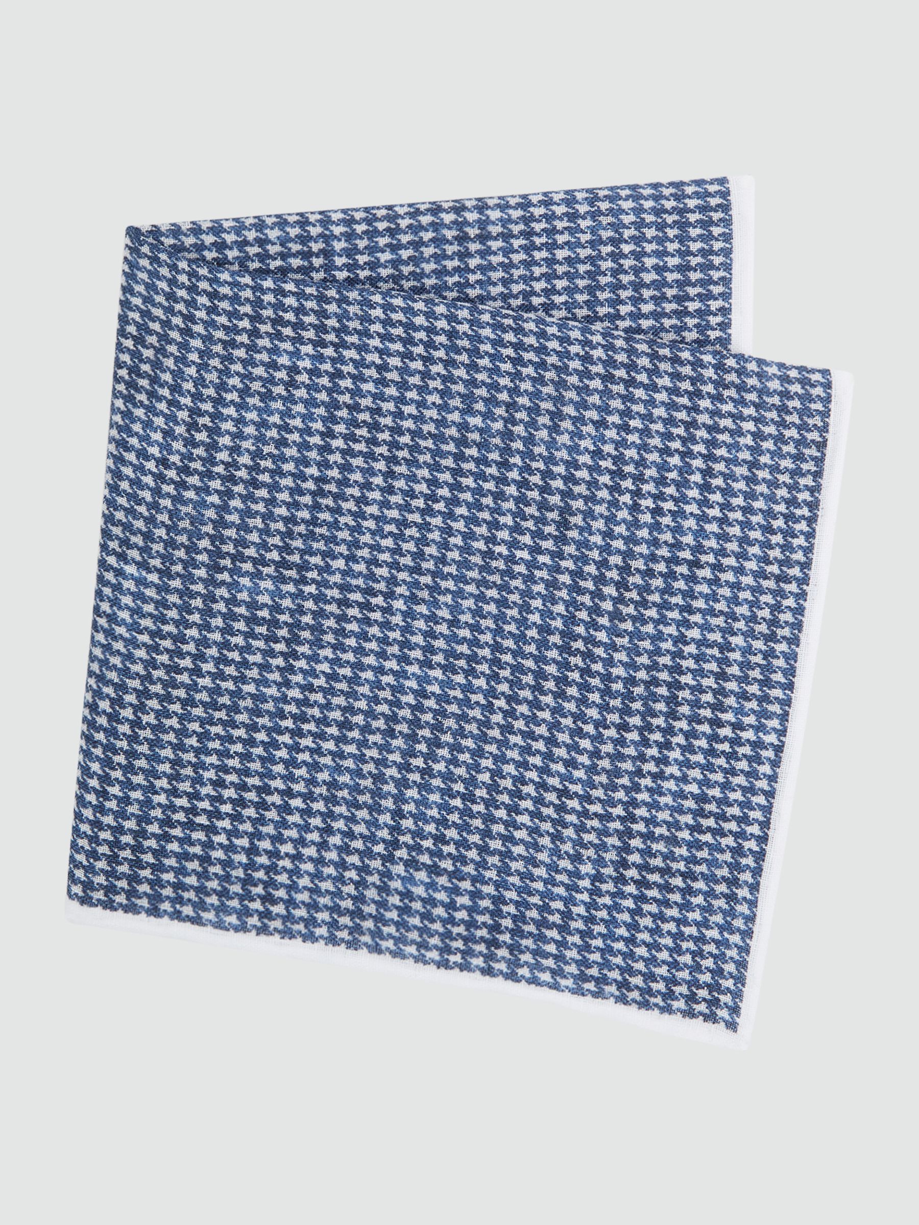 Linen Puppytooth Pocket Square in Airforce Blue - Image 3 of 5