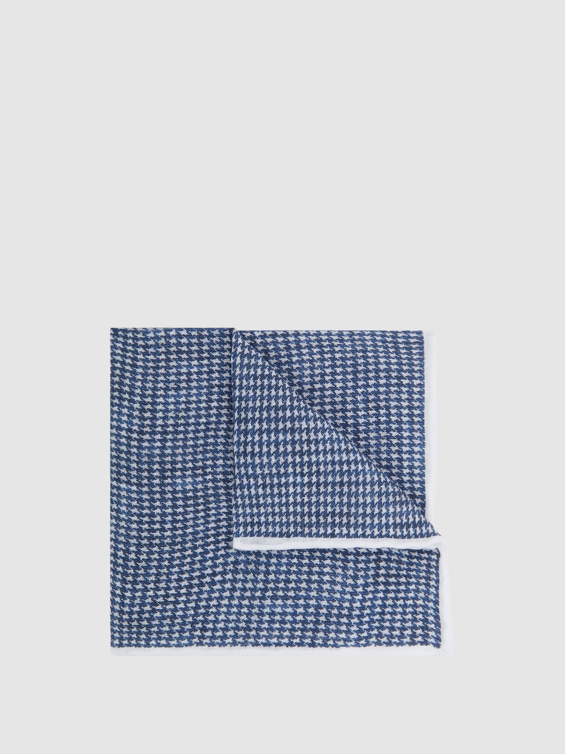 Linen Puppytooth Pocket Square in Airforce Blue - Image 4 of 5