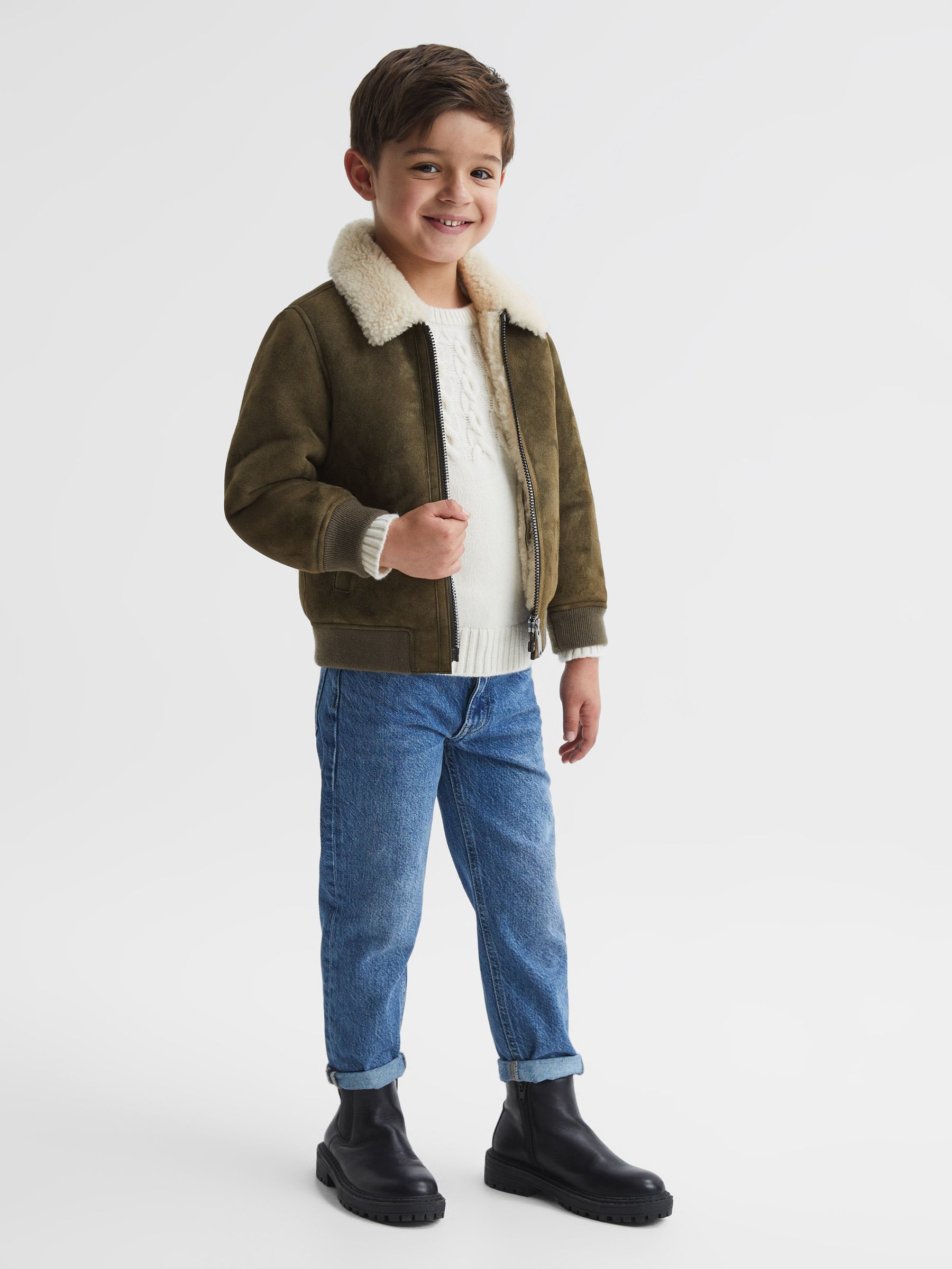 Senior Shearling Jacket in Khaki - Image 1 of 7