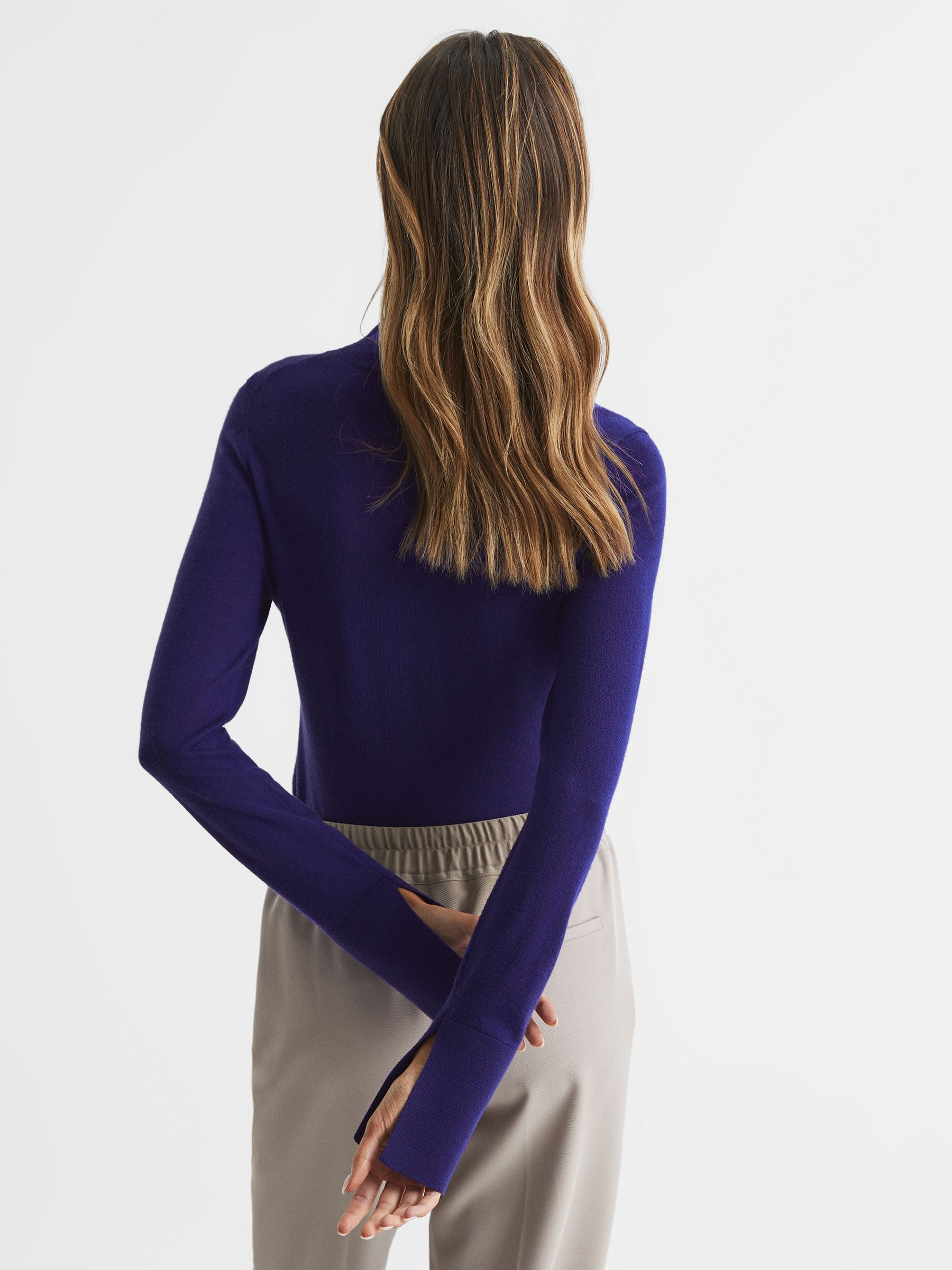 Merino Wool Split Sleeve Jumper in Purple - Image 5 of 6