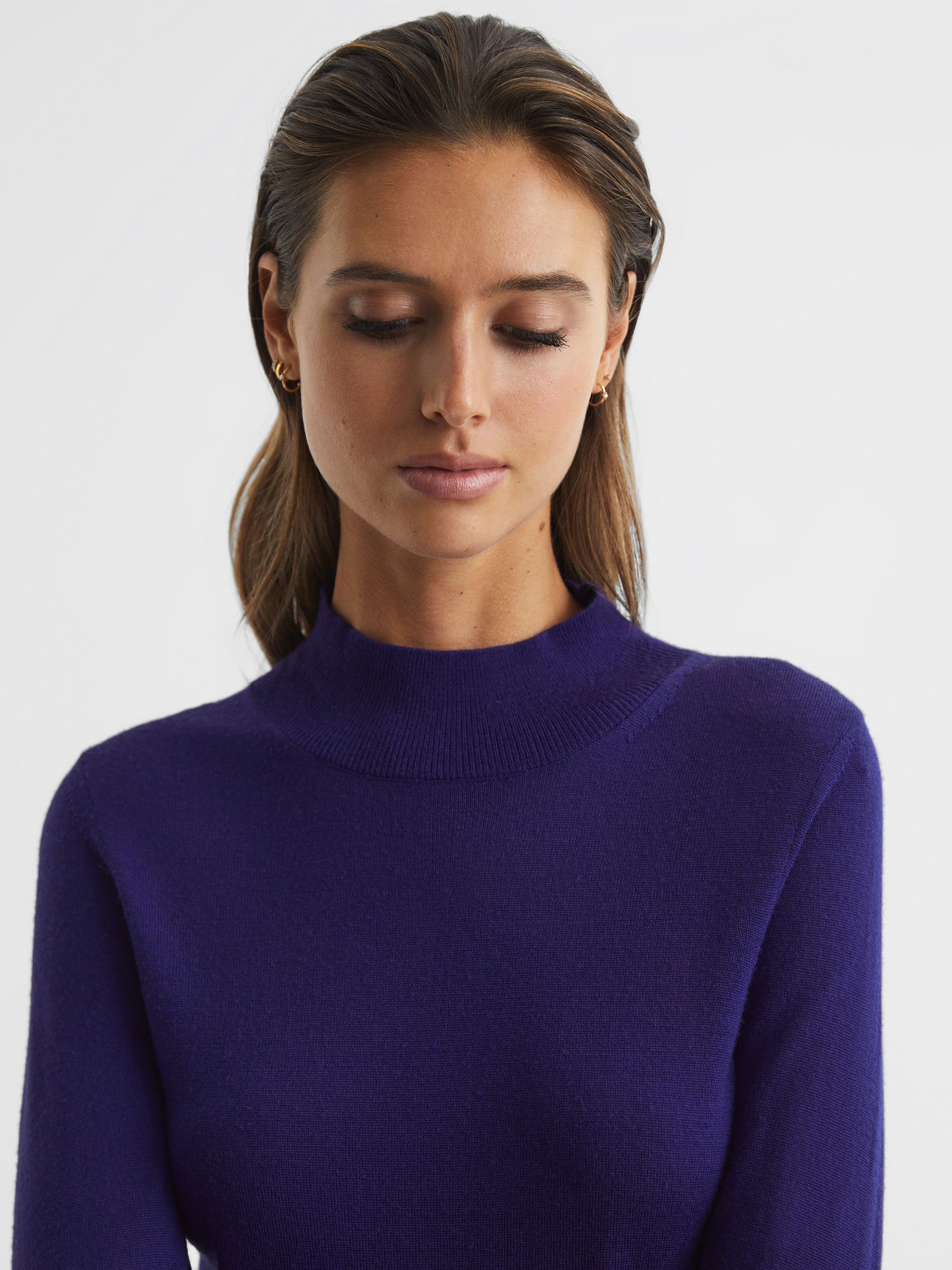Merino Wool Split Sleeve Jumper in Purple - Image 6 of 6