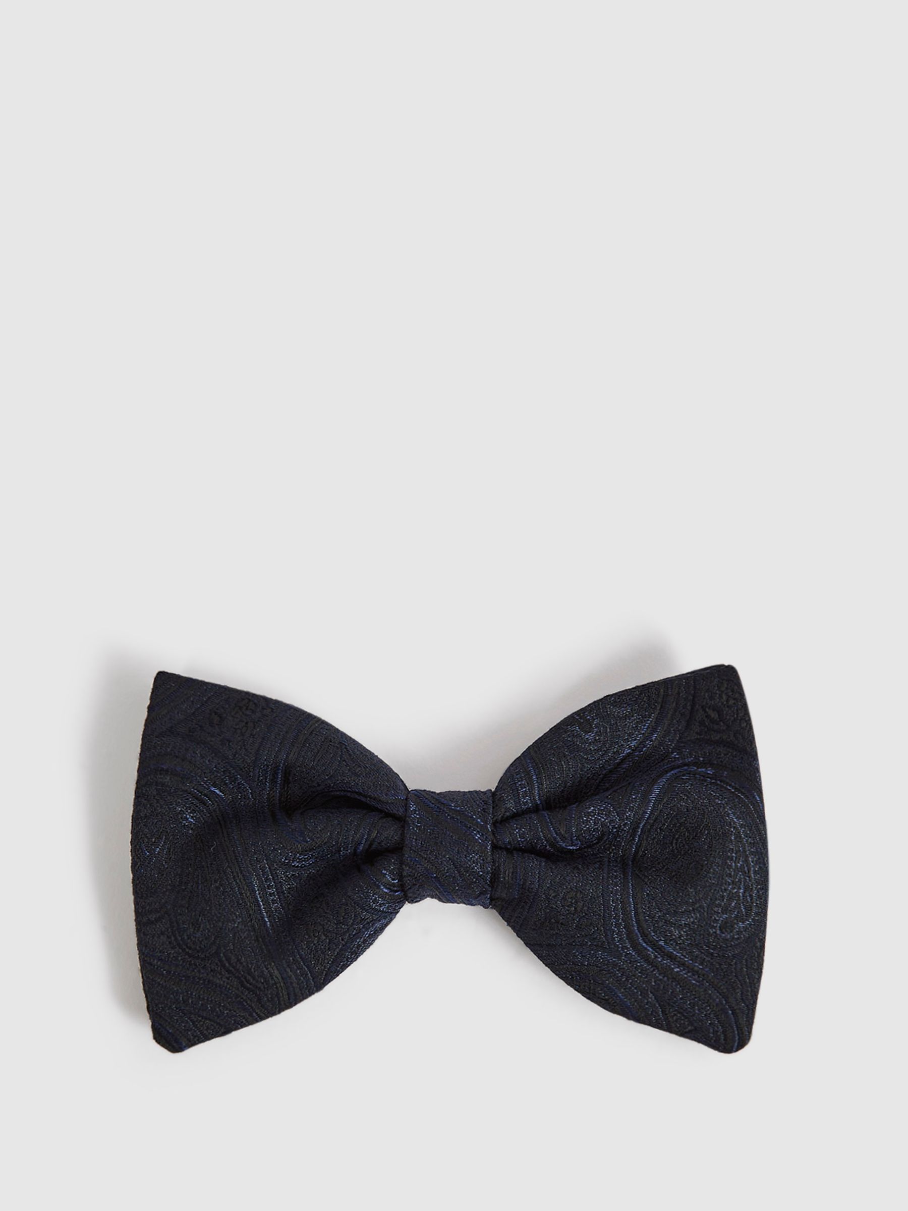 Jacquard Paisley Print Bow Tie in Navy - Image 1 of 4 Jacquard Paisley Print Bow Tie in Navy - Image 1 of 4