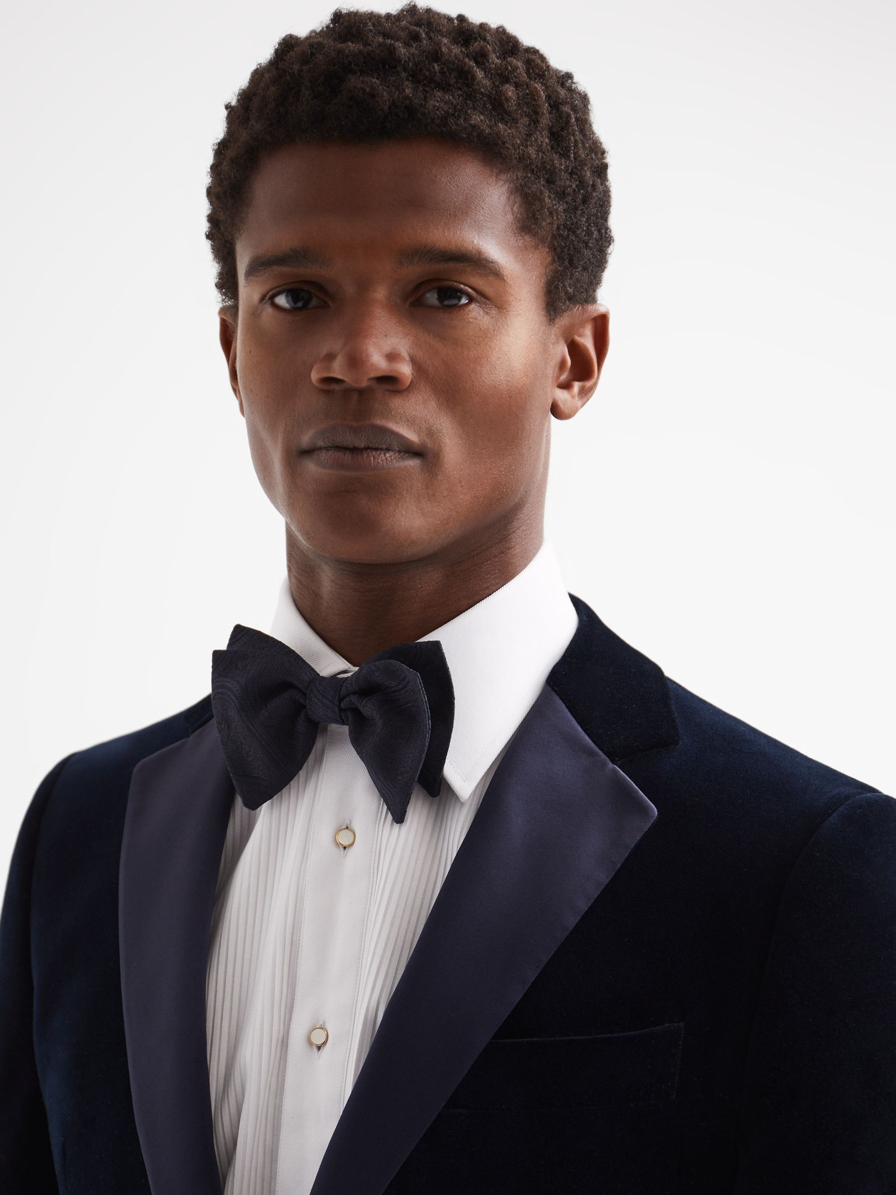 Jacquard Paisley Print Bow Tie in Navy - Image 2 of 4