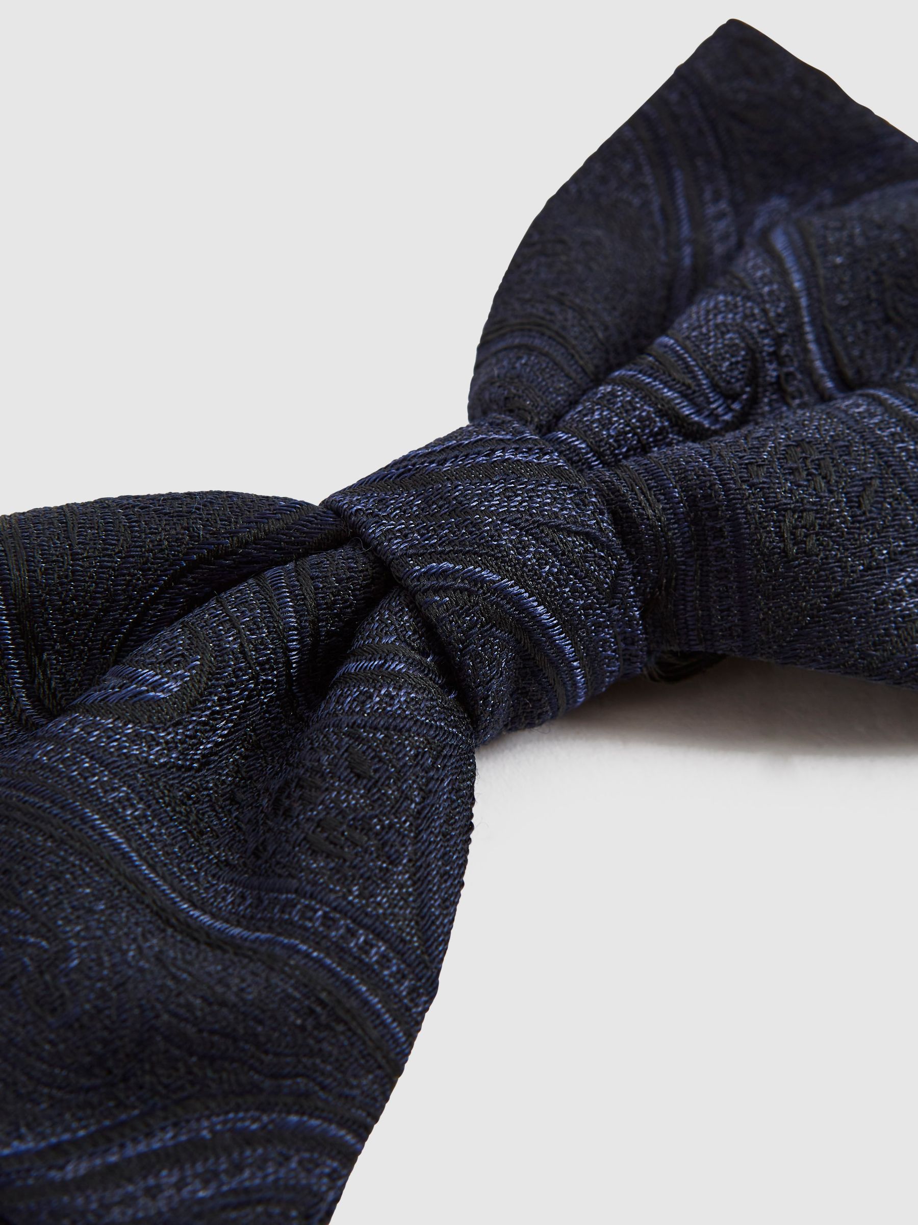 Jacquard Paisley Print Bow Tie in Navy - Image 4 of 4