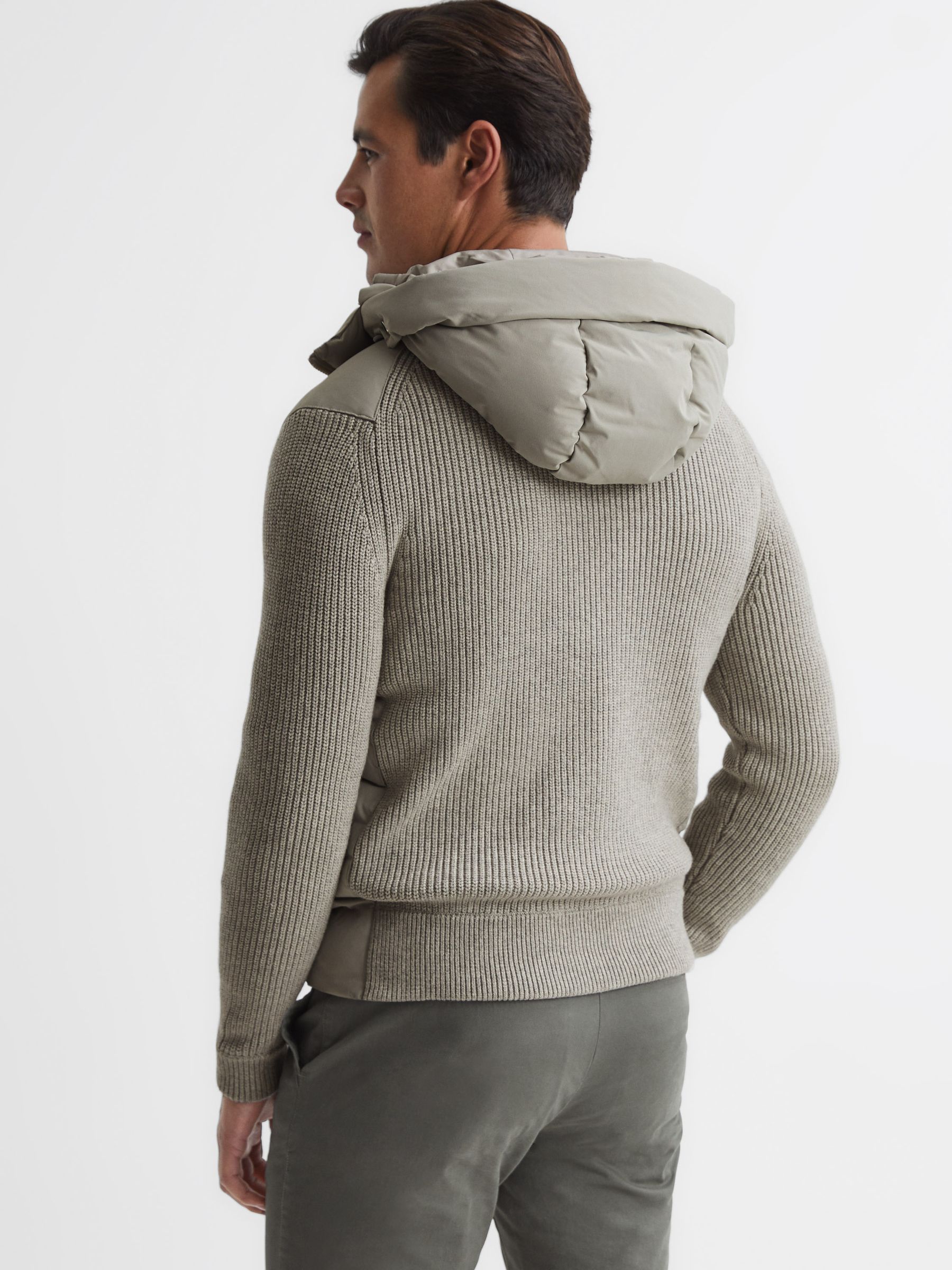 Zip Close Hybrid Knitted Jacket in Soft Grey - Image 5 of 7
