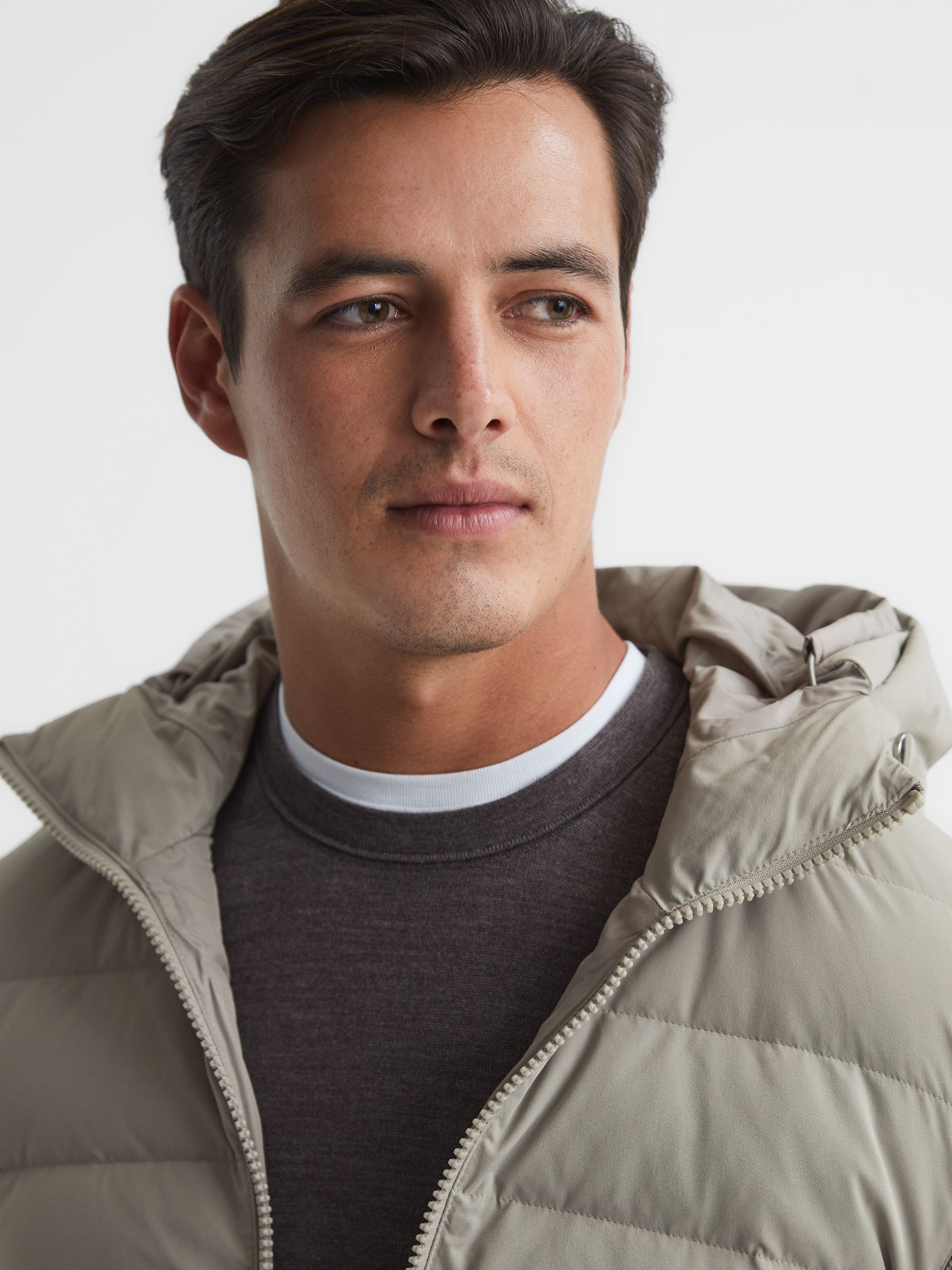 Zip Close Hybrid Knitted Jacket in Soft Grey - Image 6 of 7