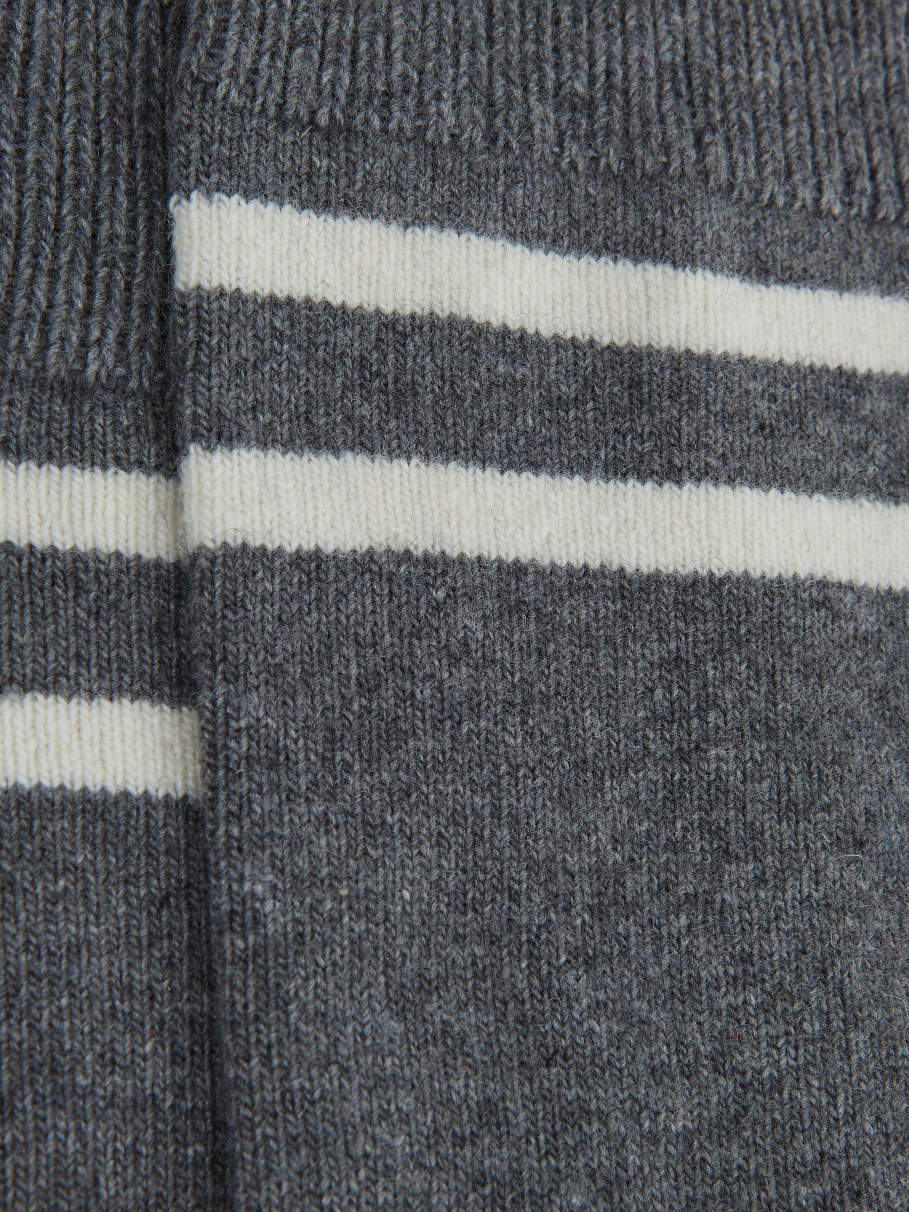 Wool Blend Striped Crew Socks in Grey Melange - Image 5 of 5