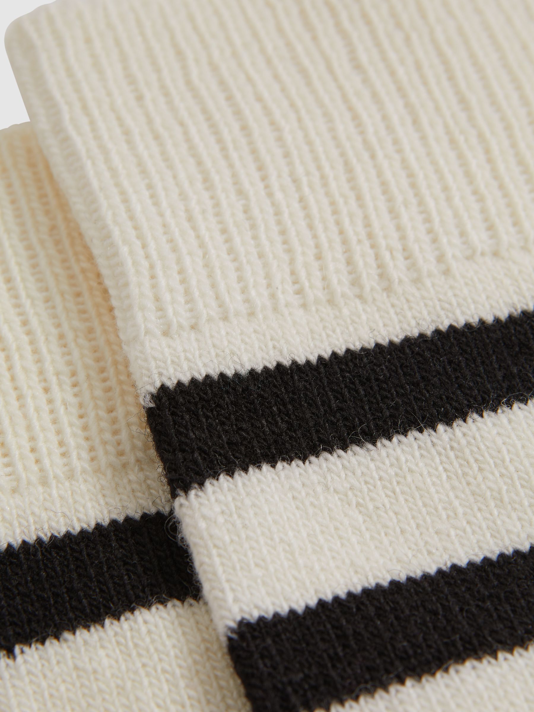 Wool Blend Striped Crew Socks in Ecru - Image 3 of 5