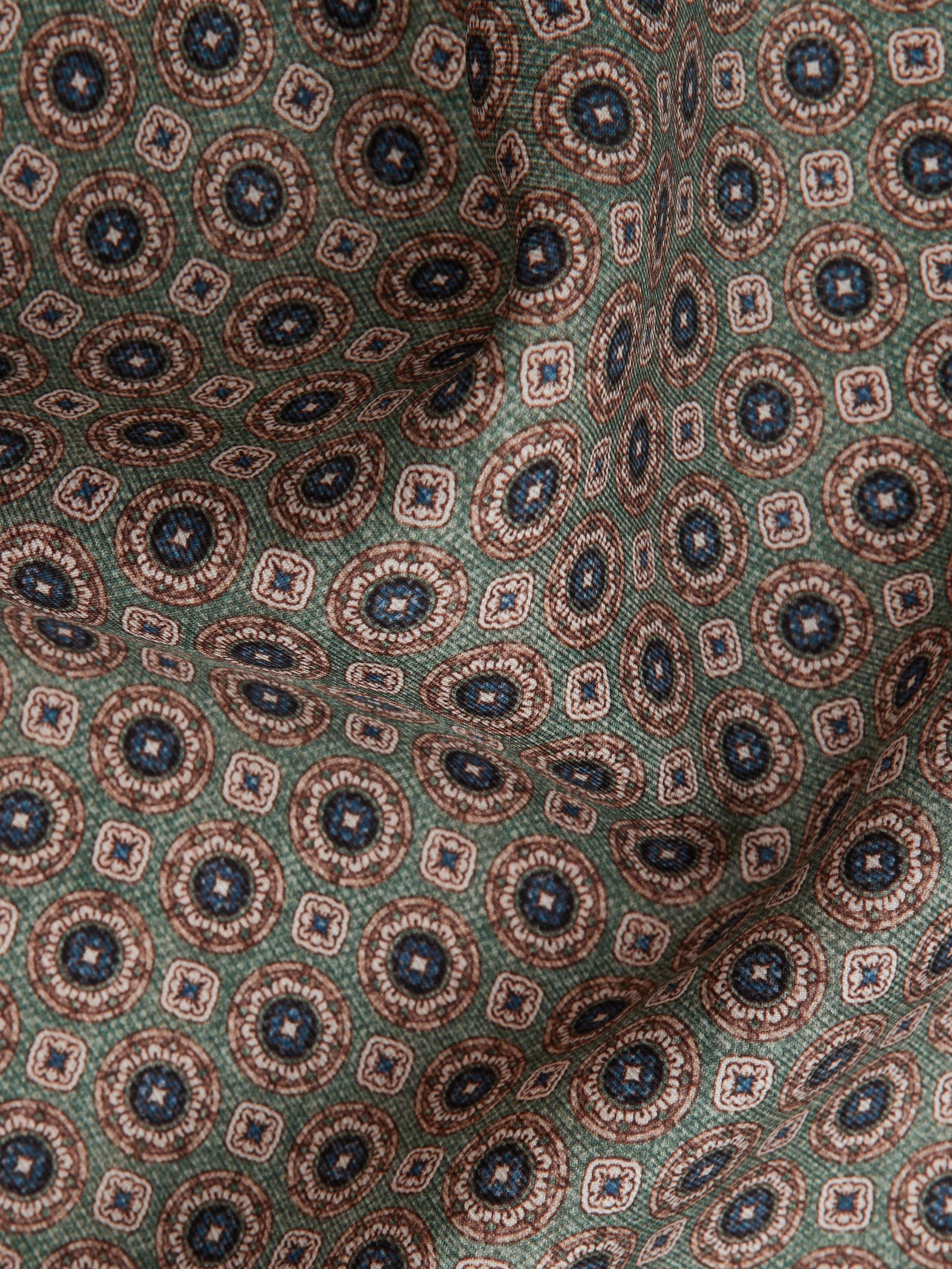 Silk Medallion Print Pocket Square in Sea Green - Image 5 of 5