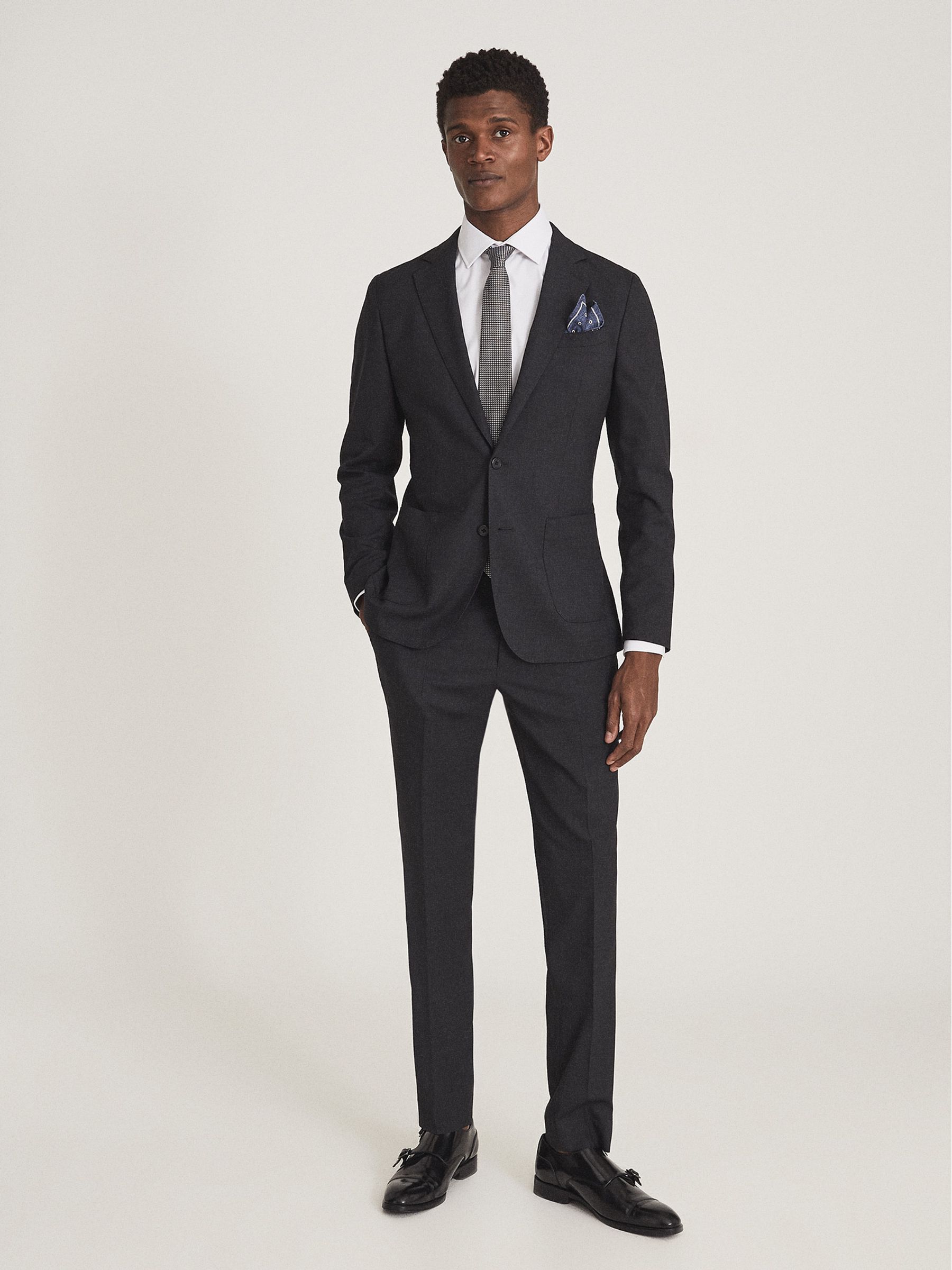 Washable Slim Fit Blazer in Charcoal - Image 1 of 5