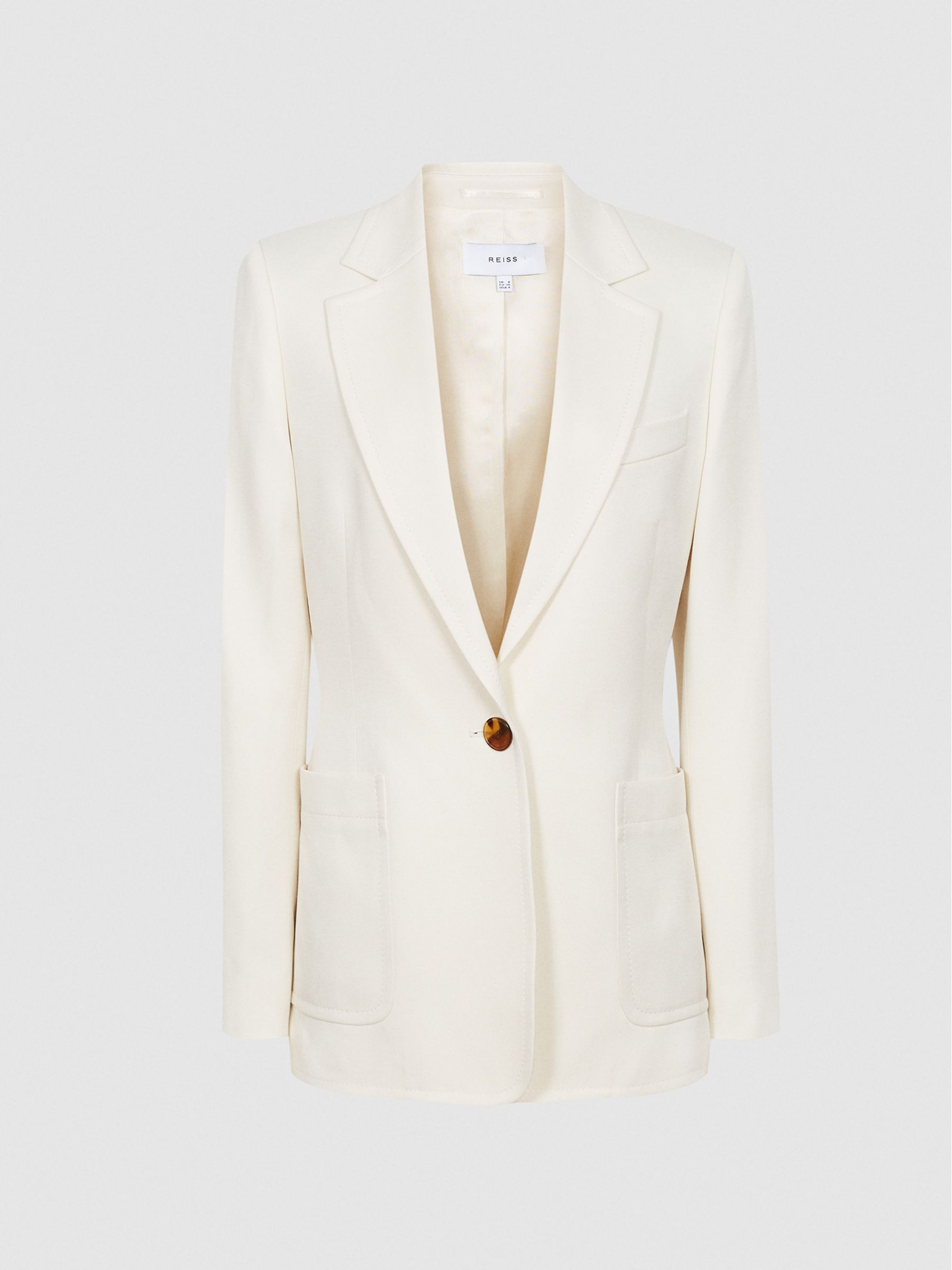 Tailored Single Breasted Blazer in Cream - Image 2 of 4