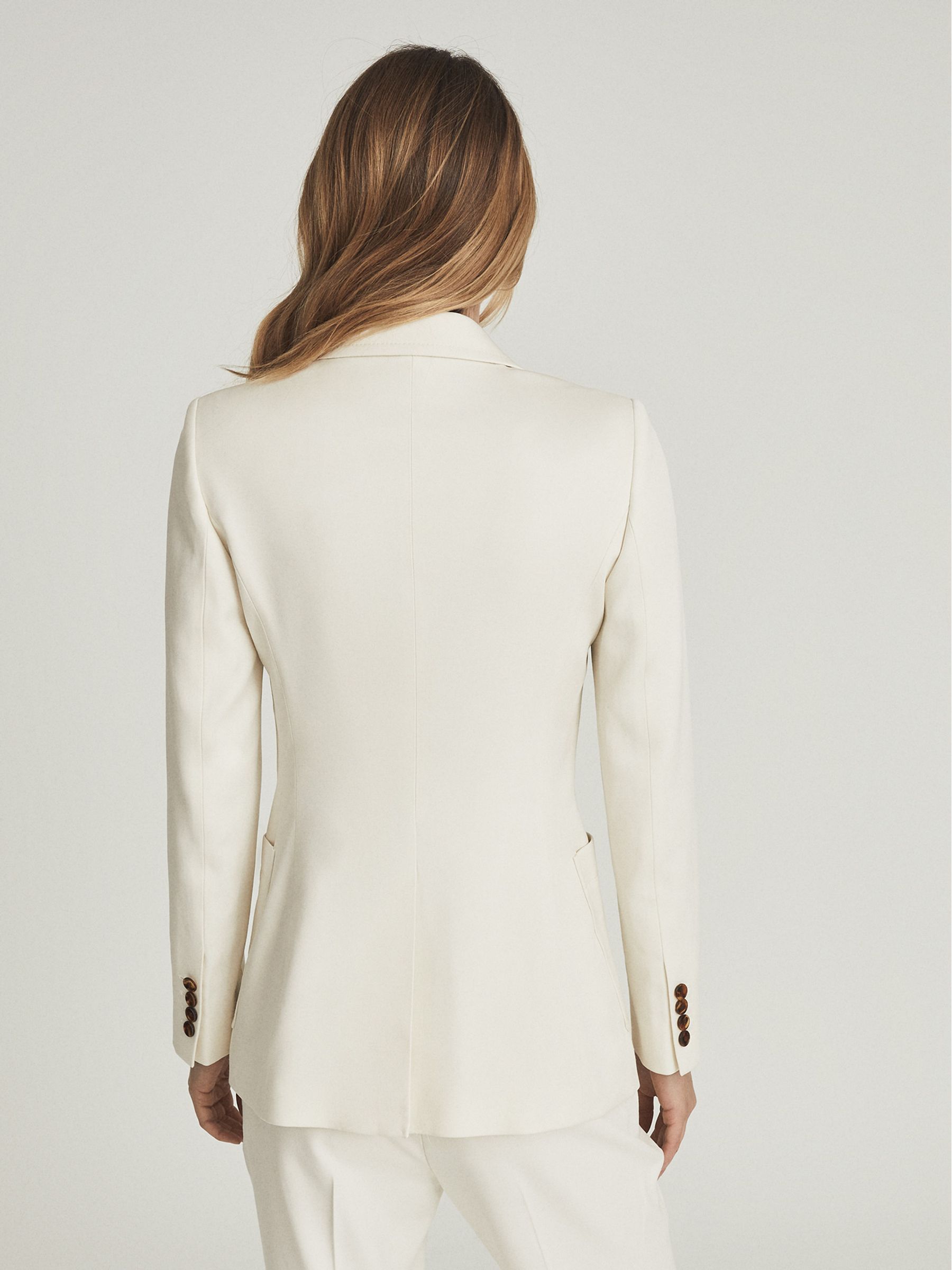 Tailored Single Breasted Blazer in Cream - Image 4 of 4