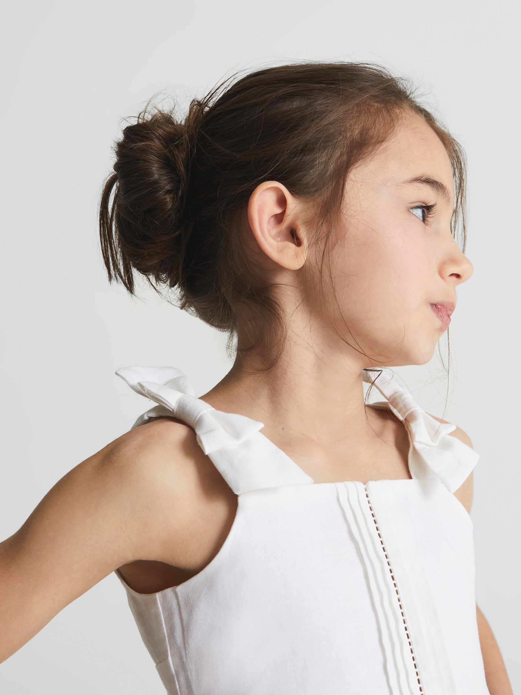 Tie Shoulder Crop Top in White - Image 1 of 6