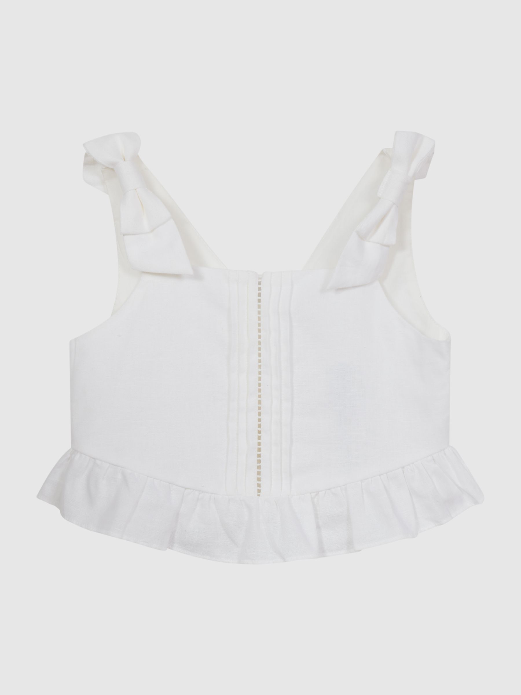 Tie Shoulder Crop Top in White - Image 2 of 6