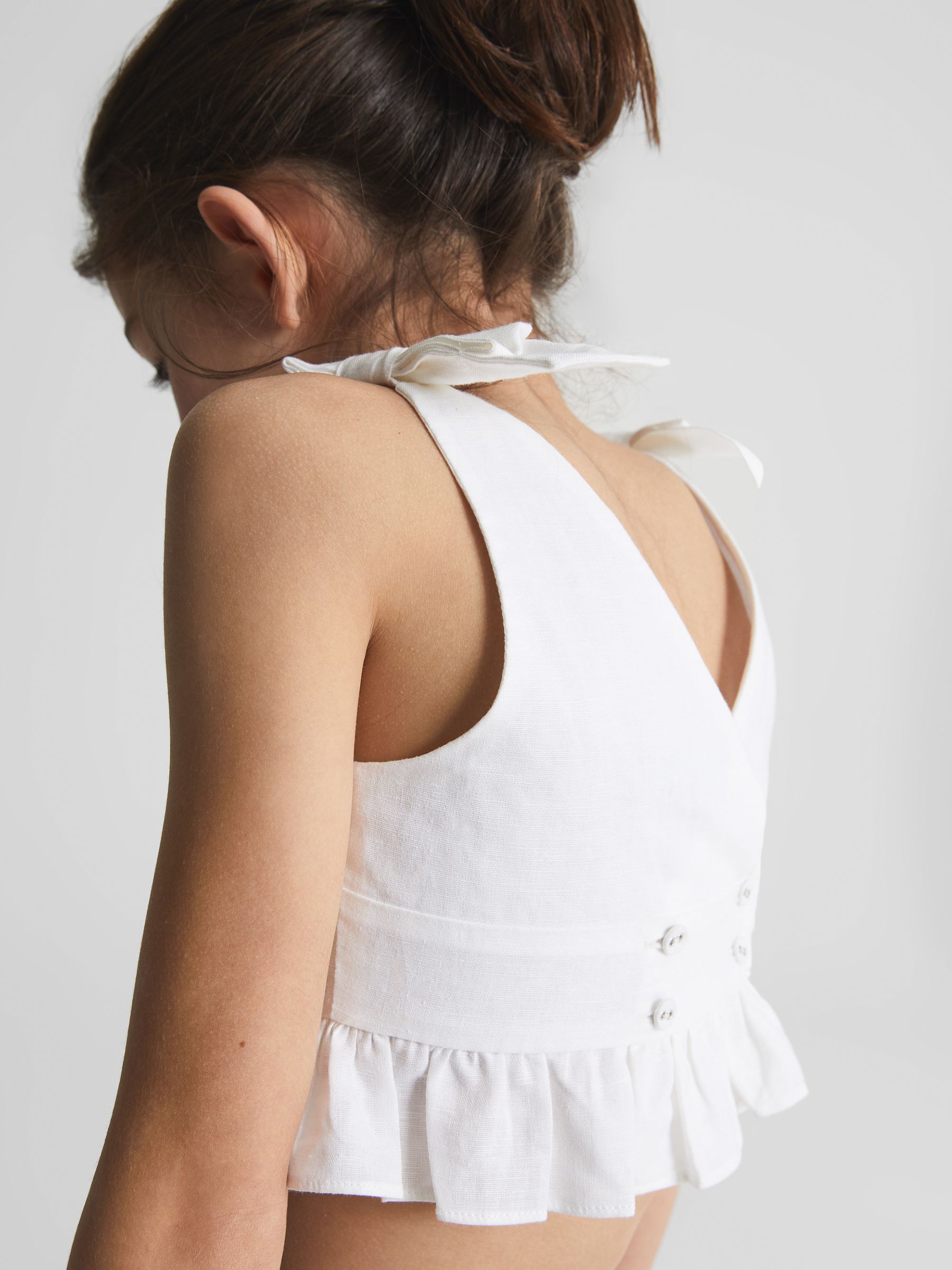 Tie Shoulder Crop Top in White - Image 4 of 6