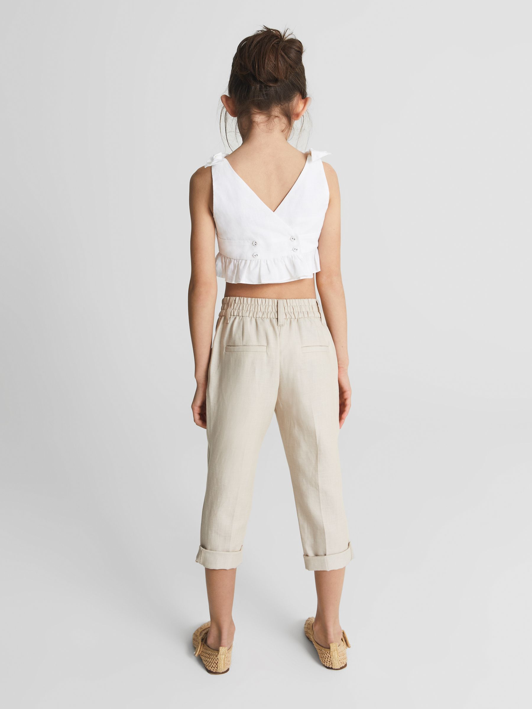 Tie Shoulder Crop Top in White - Image 5 of 6