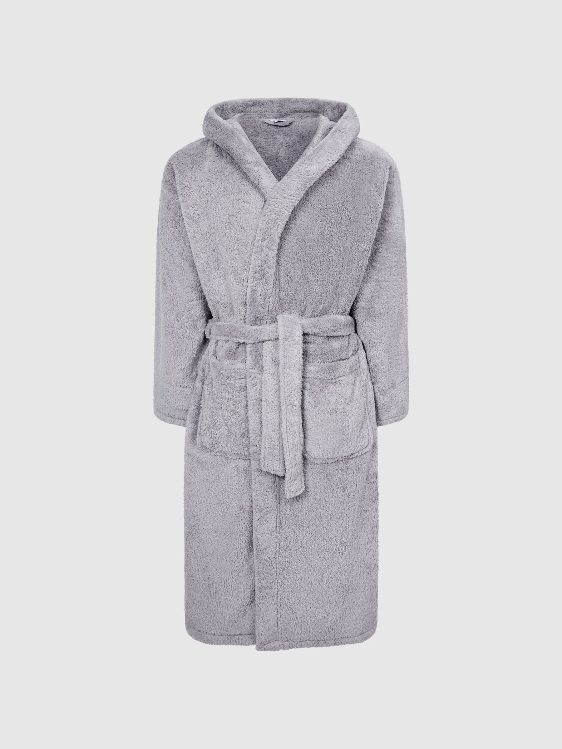 Towelling Bath Robe in Soft Grey - Image 2 of 4