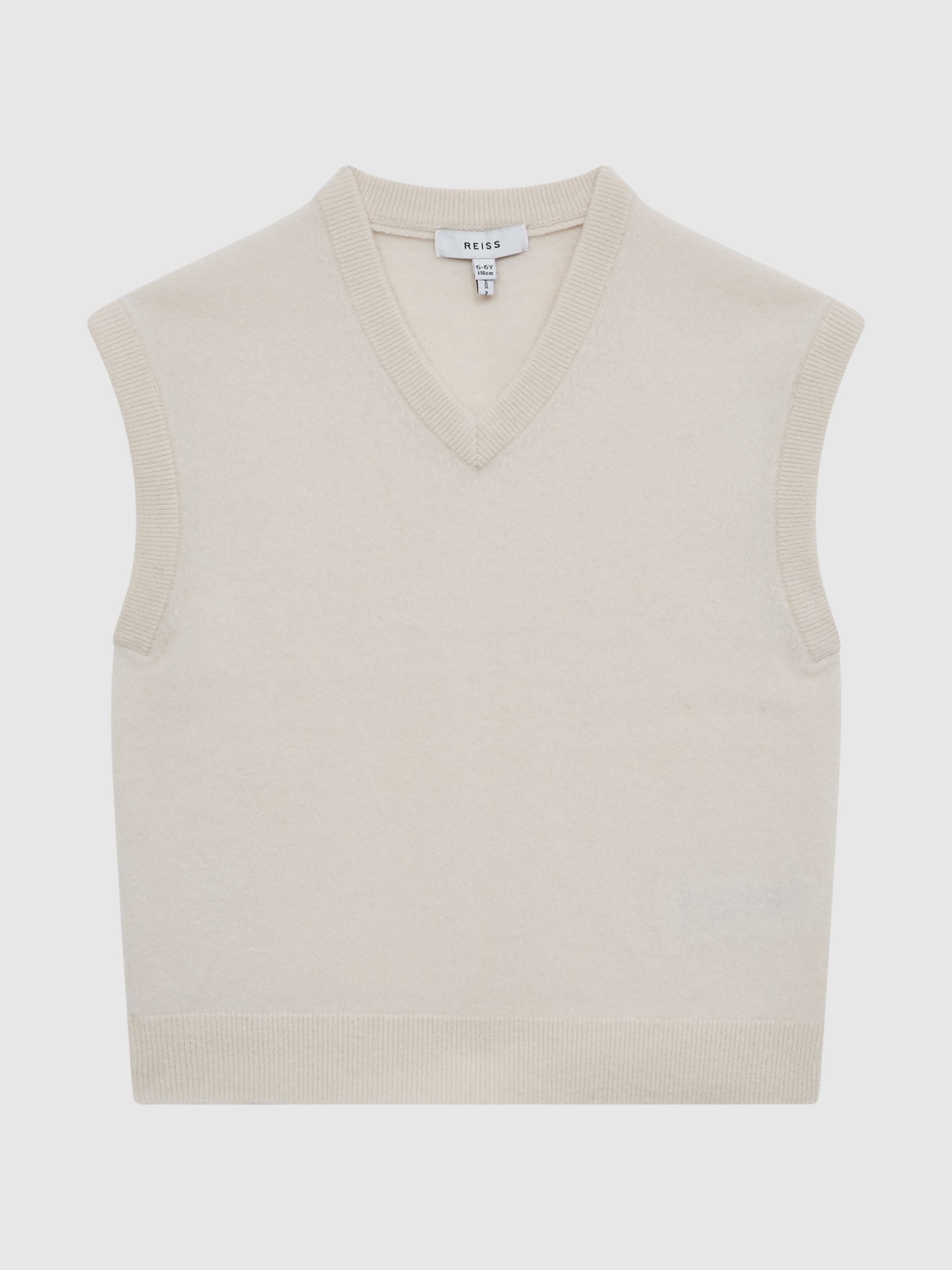 Senior Wool Blend Knitted Vest in Ecru - Image 2 of 7