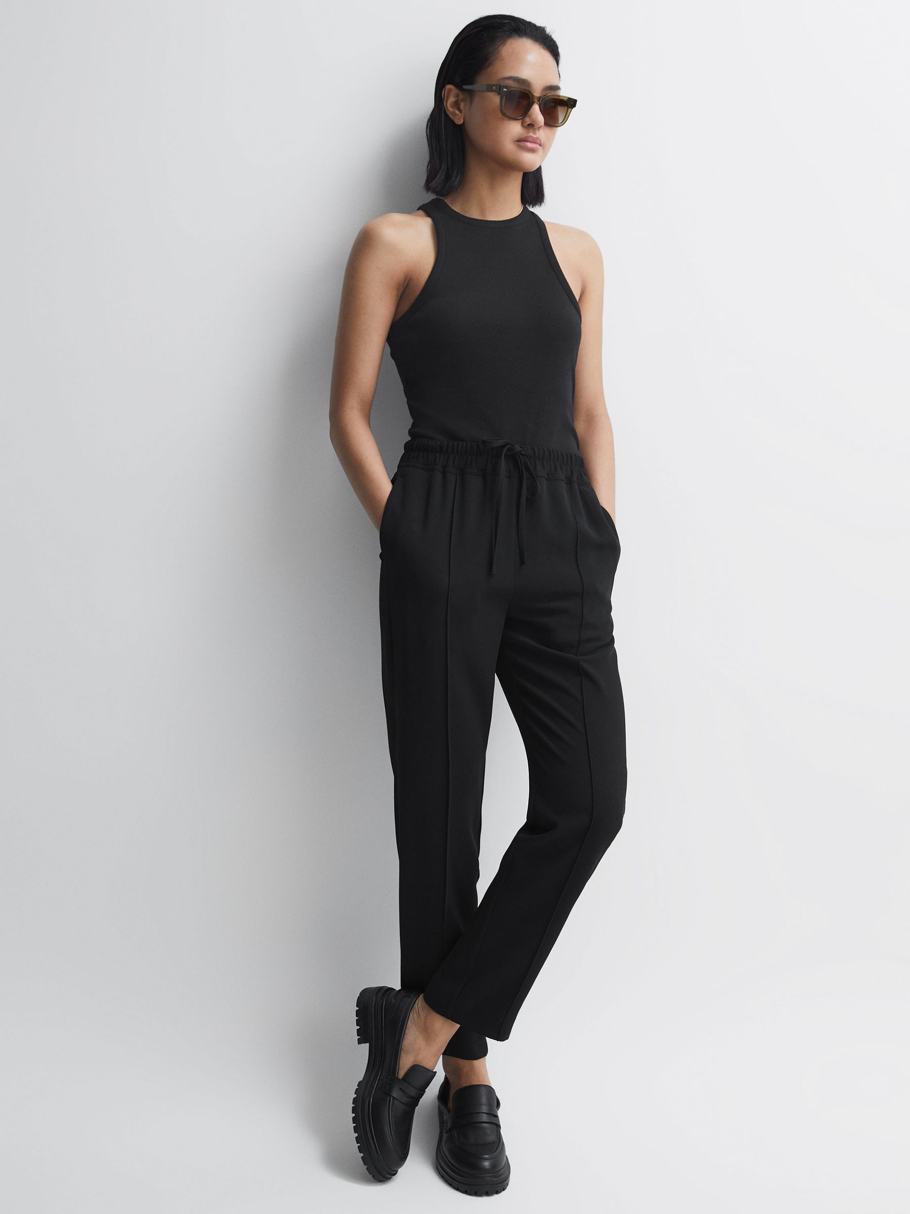 Leather Chunky Cleated Loafers in Black - Image 8 of 9