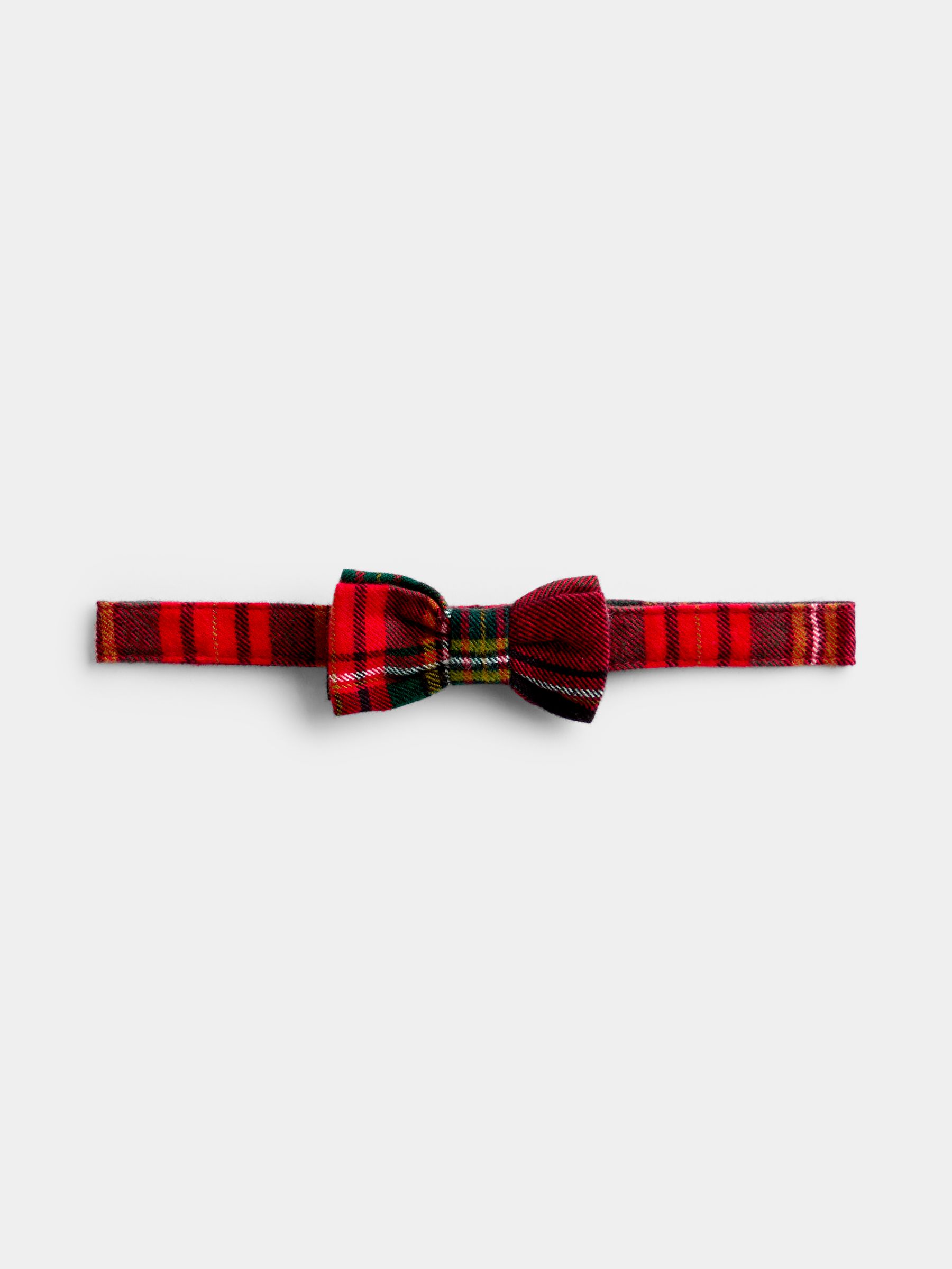 Dark Red Tartan 3-Piece Bow Tie Waistcoat & Shirt Set - Image 6 of 7