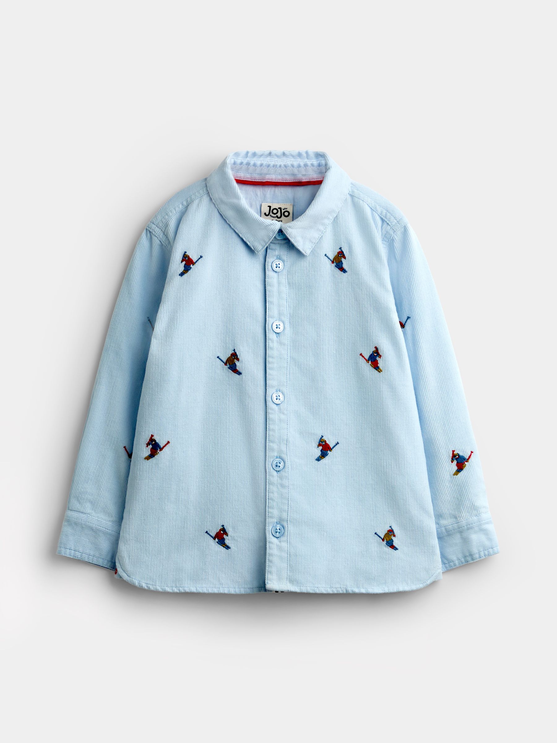 Light Blue Skiers Ski Embroidery Cord Shirt - Image 2 of 5