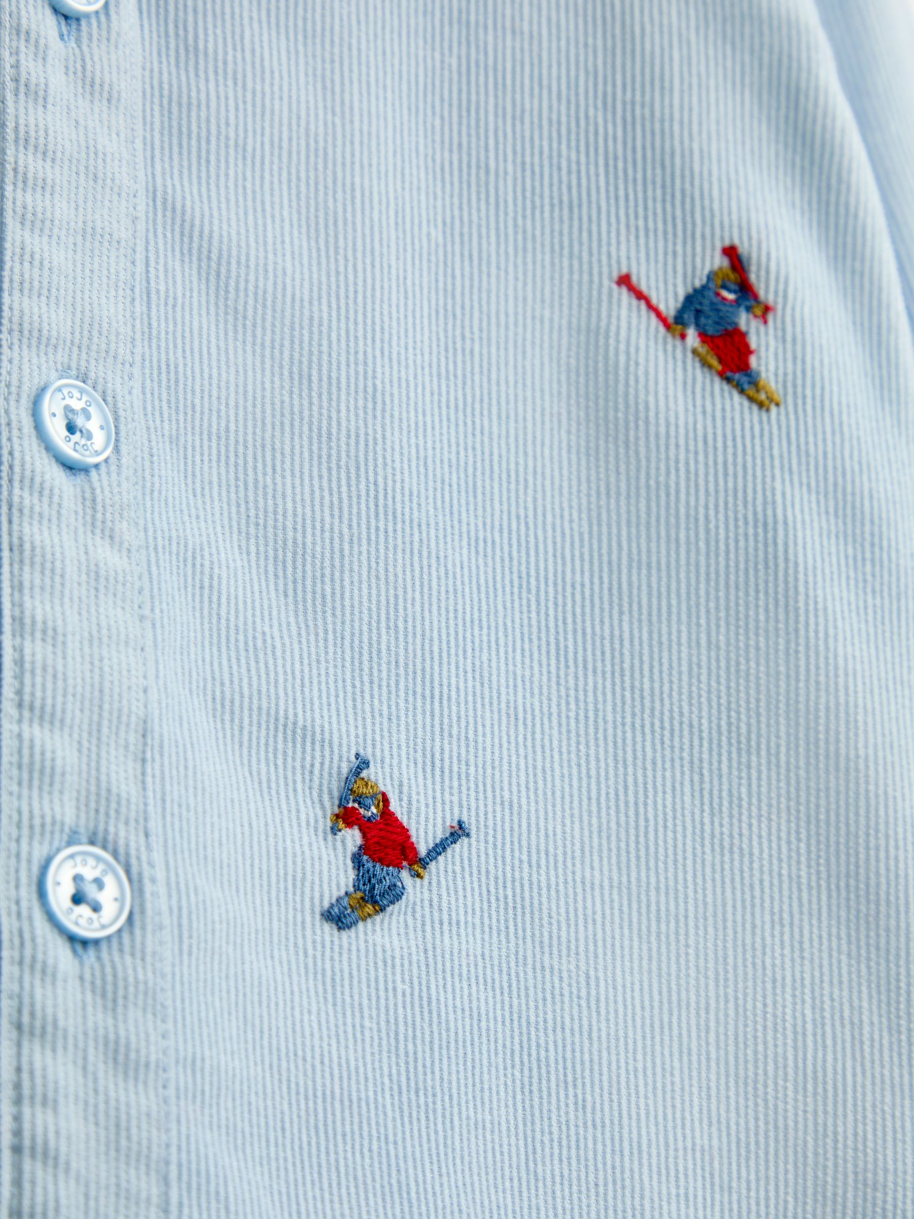 Light Blue Skiers Ski Embroidery Cord Shirt - Image 5 of 5