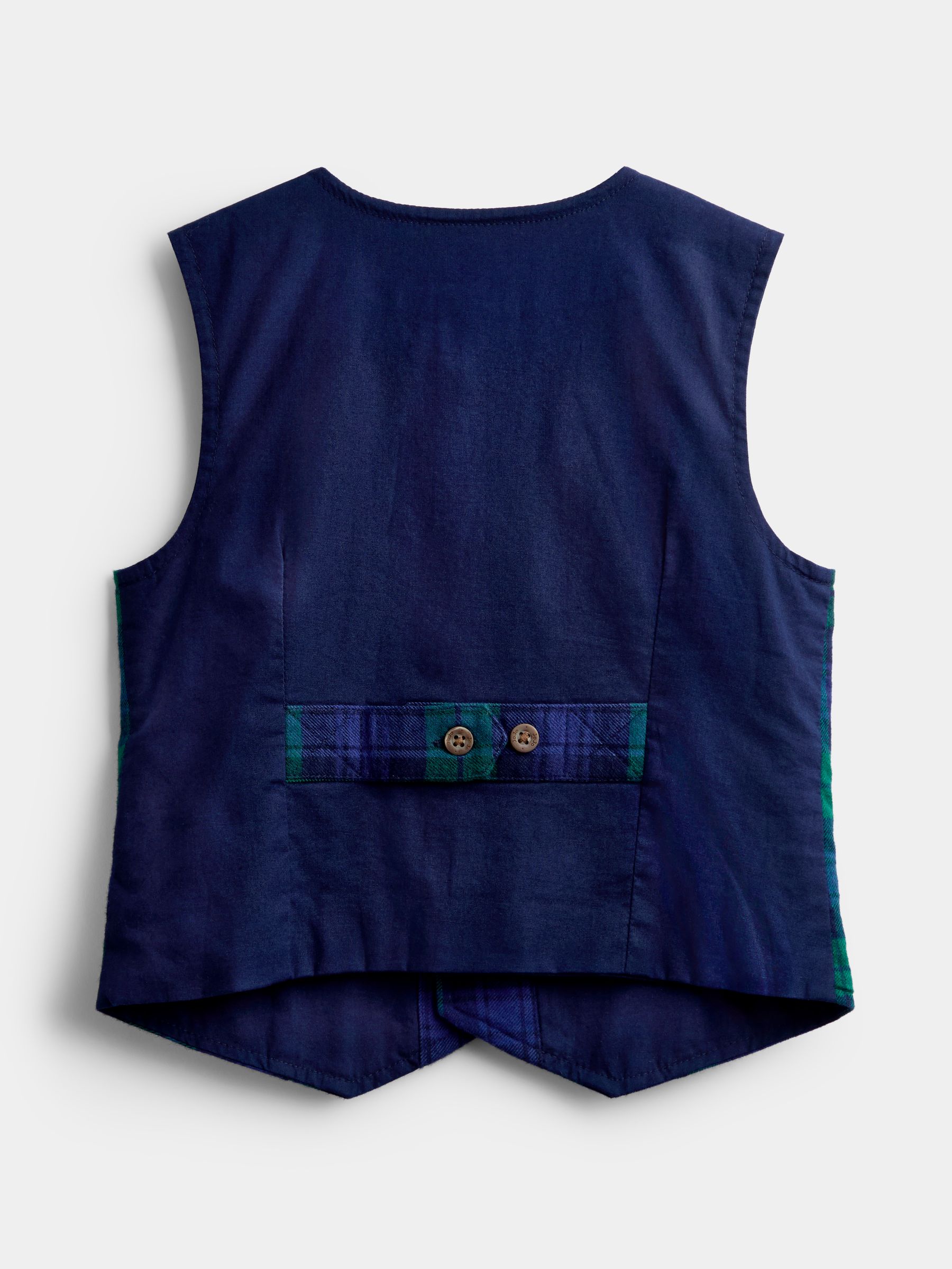 Navy Blue Tartan 3-Piece Bow Tie Waistcoat & Shirt Set - Image 5 of 6