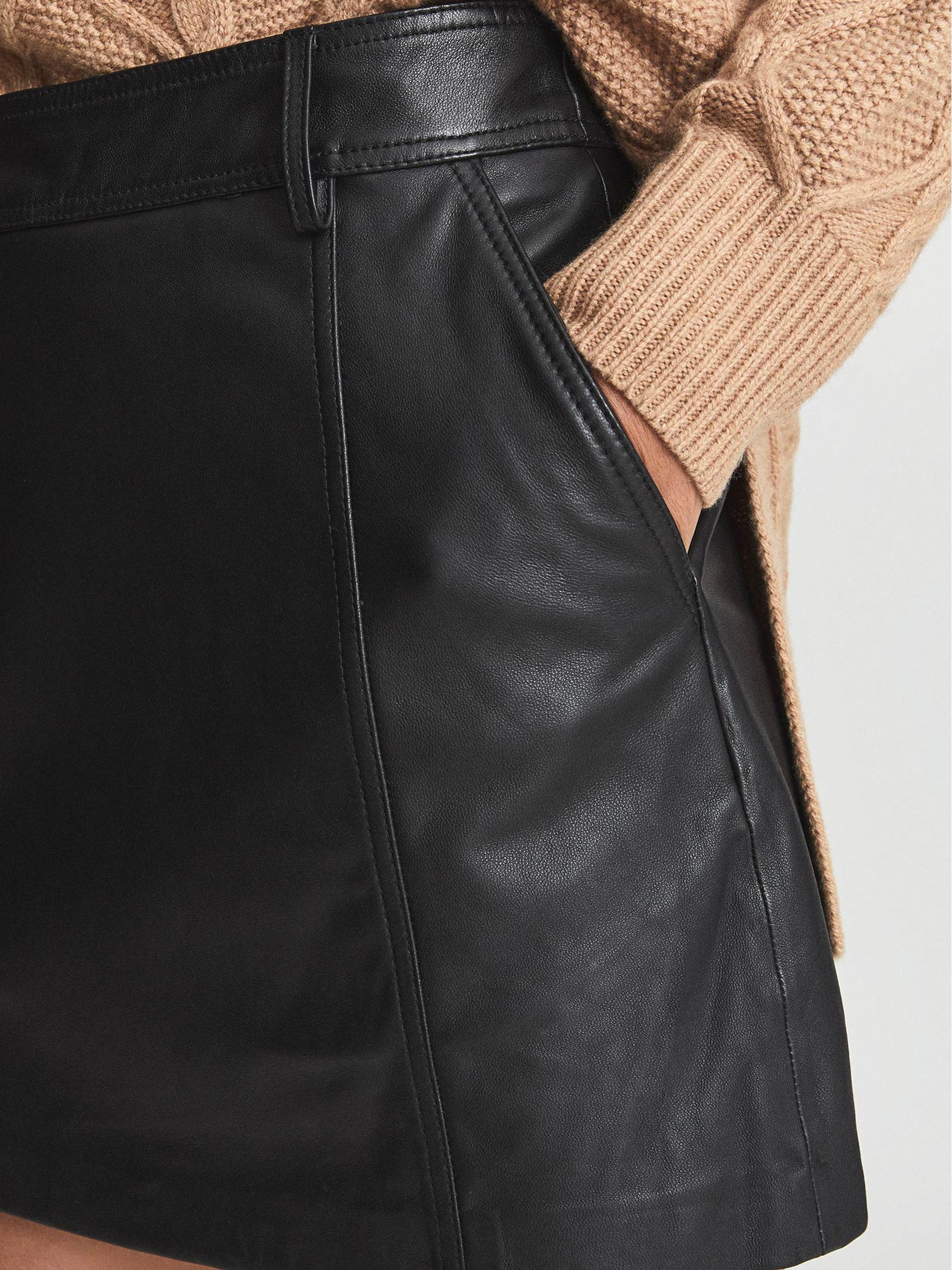 Leather Mini Skirt in Black - Image 4 of 6