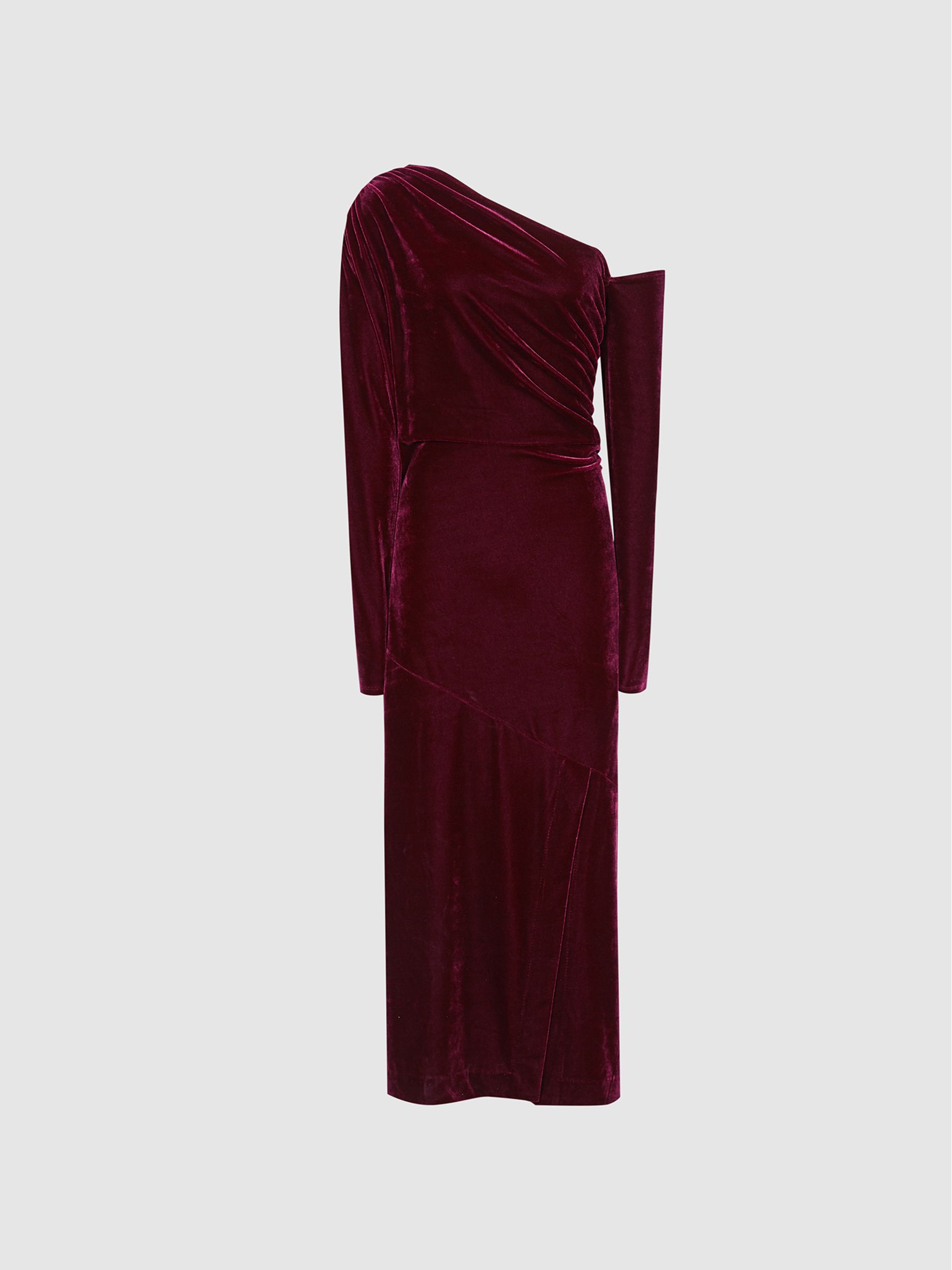 Velvet Midi Dress in Berry - Image 2 of 5