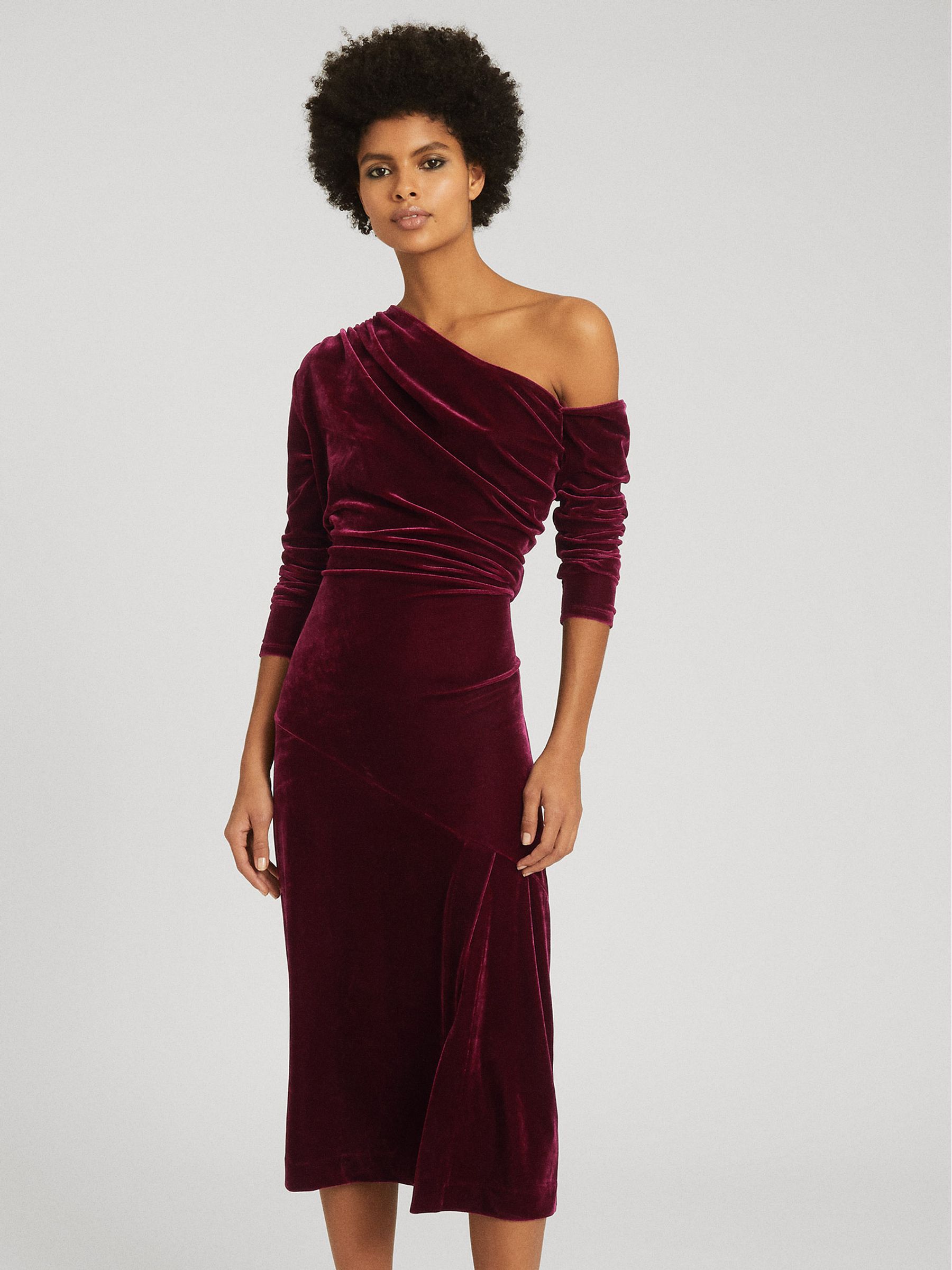 Velvet Midi Dress in Berry - Image 3 of 5