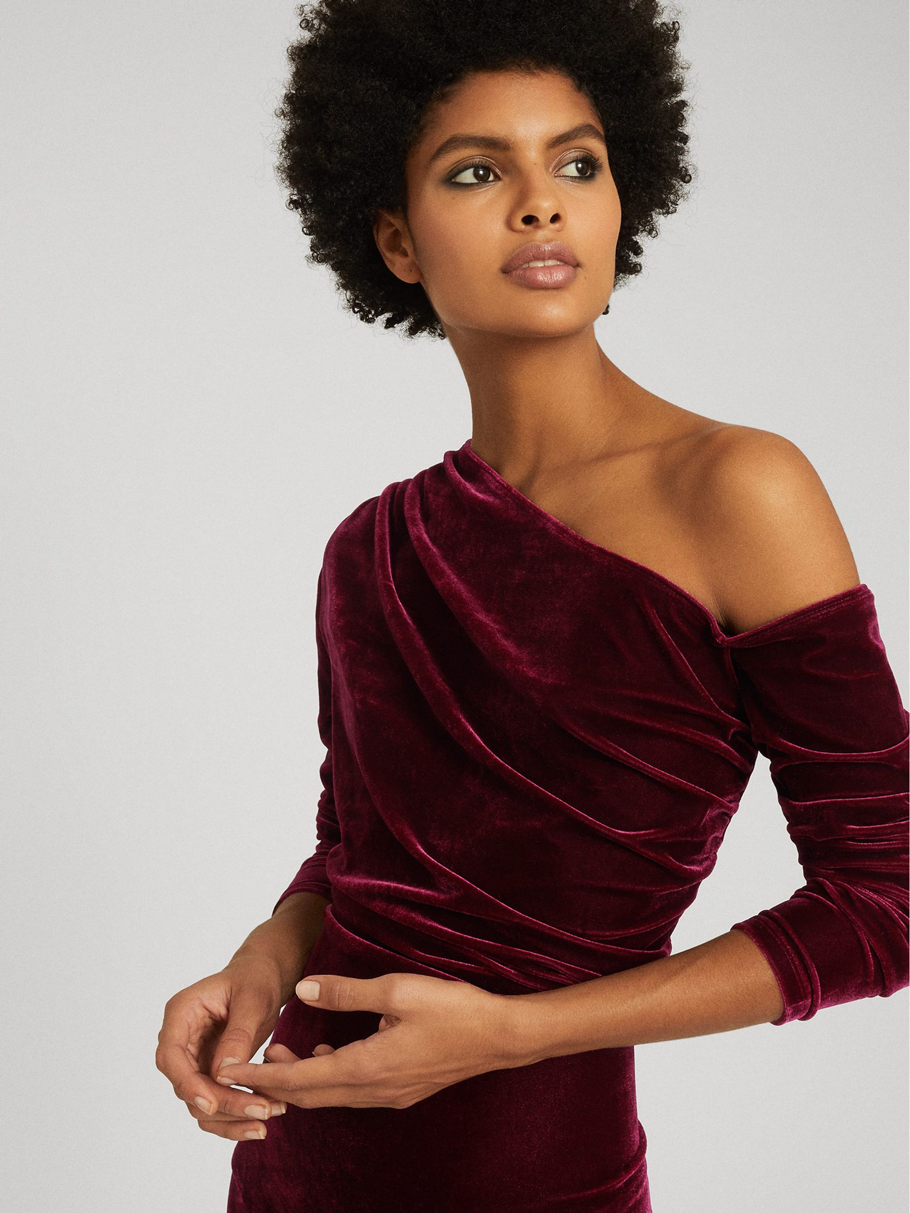 Velvet Midi Dress in Berry - Image 4 of 5