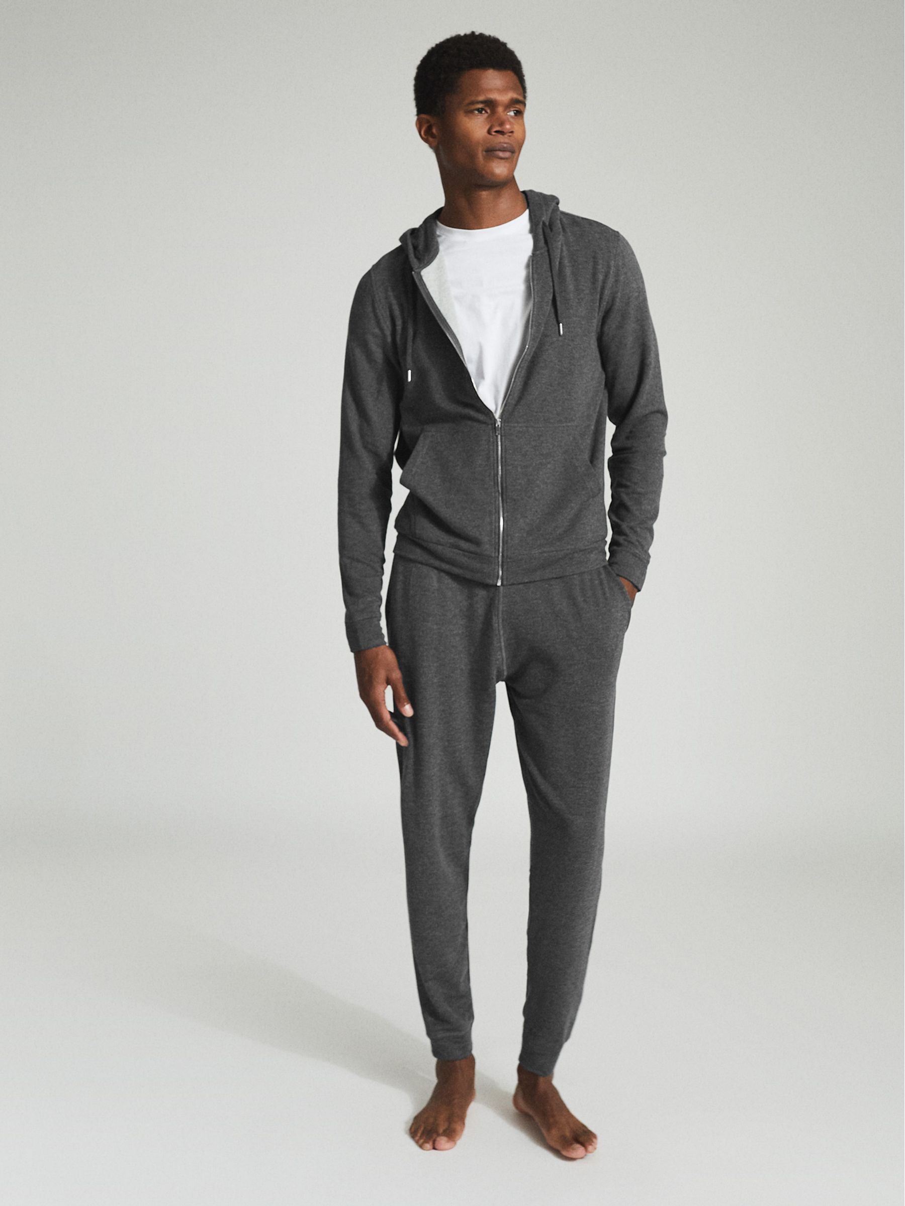 Melange Zip Through Hoodie in Dark Grey - Image 5 of 5