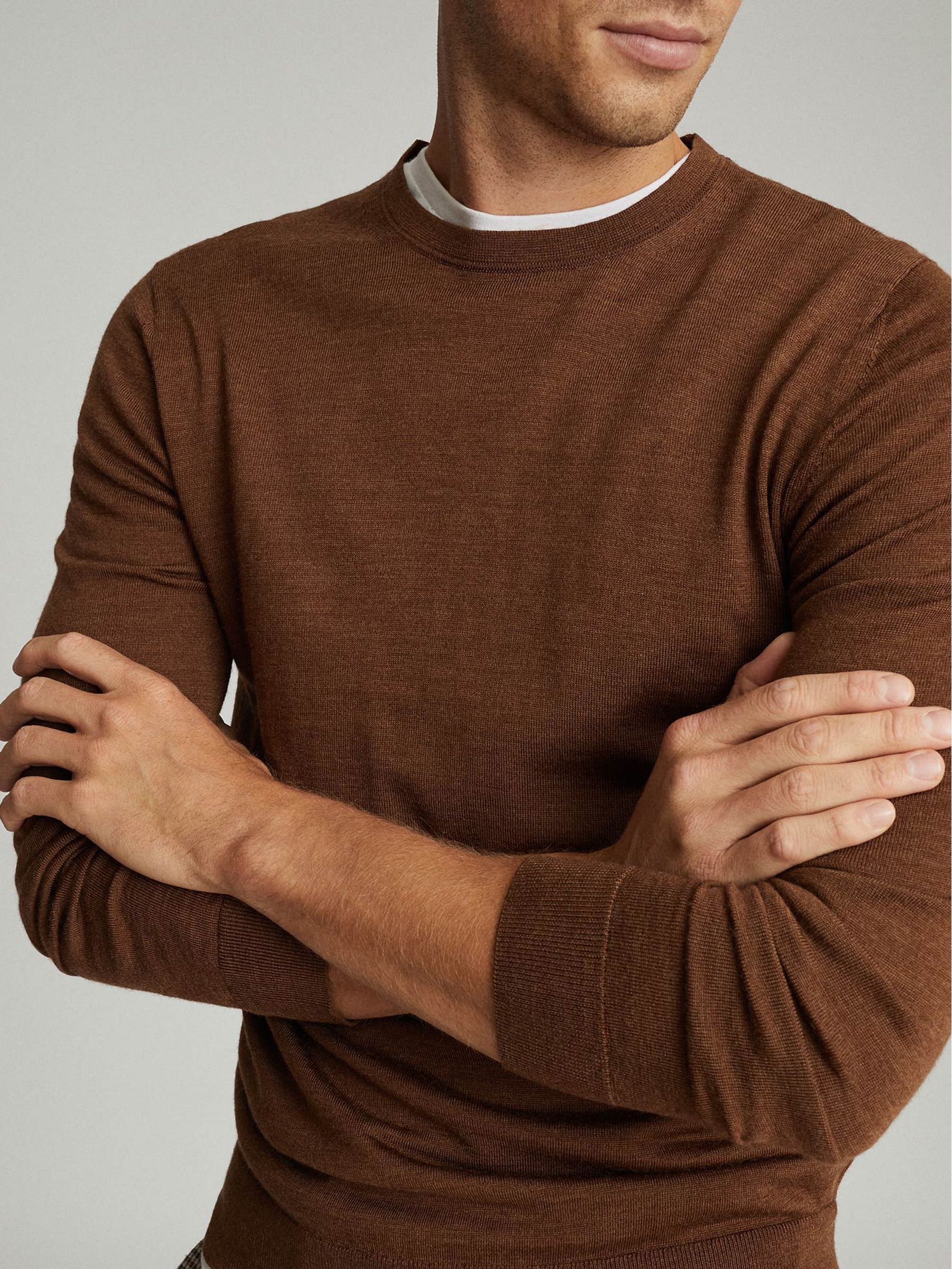 Merino Wool Jumper in Tobacco - Image 3 of 6