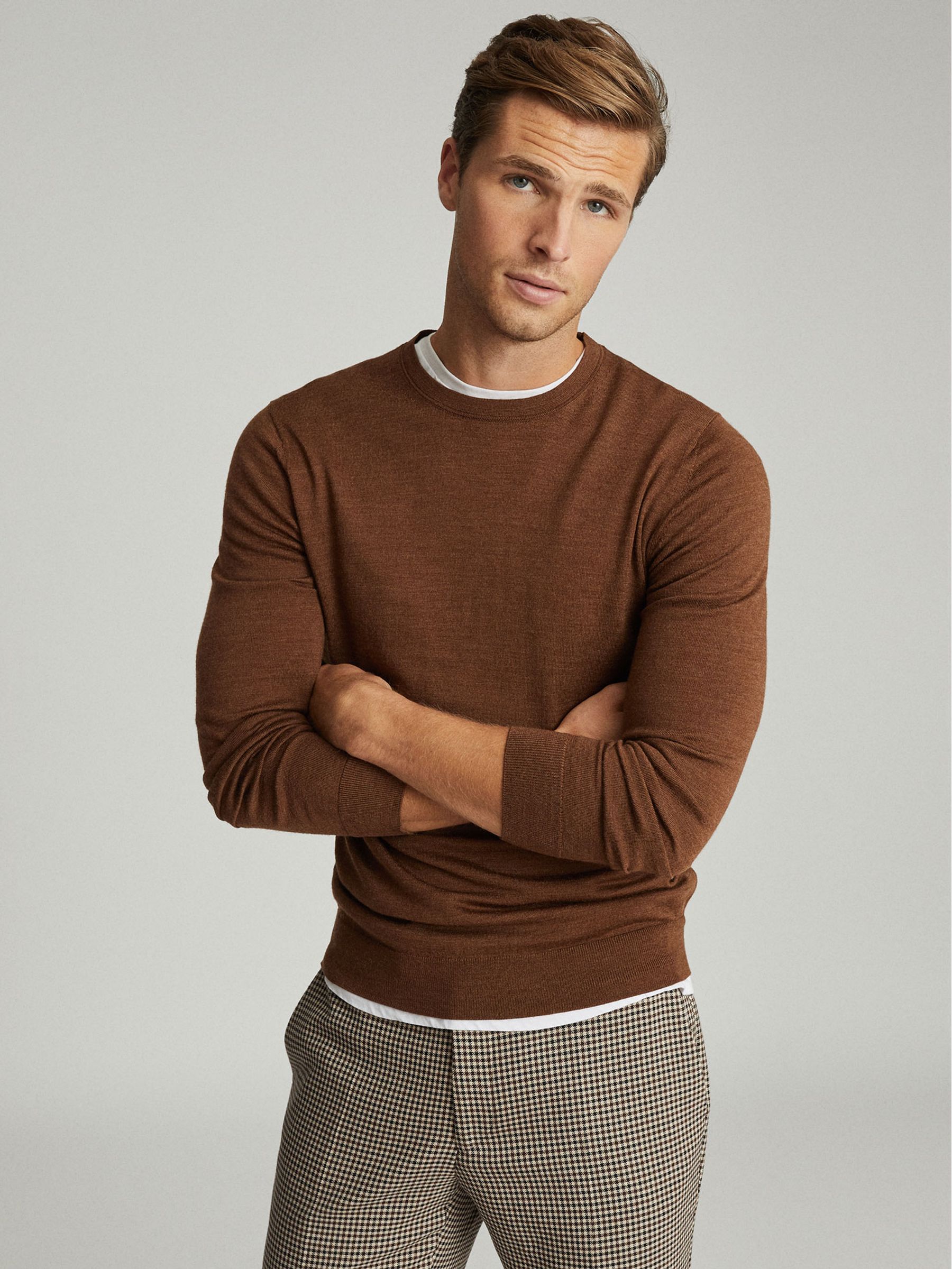 Merino Wool Jumper in Tobacco - Image 6 of 6
