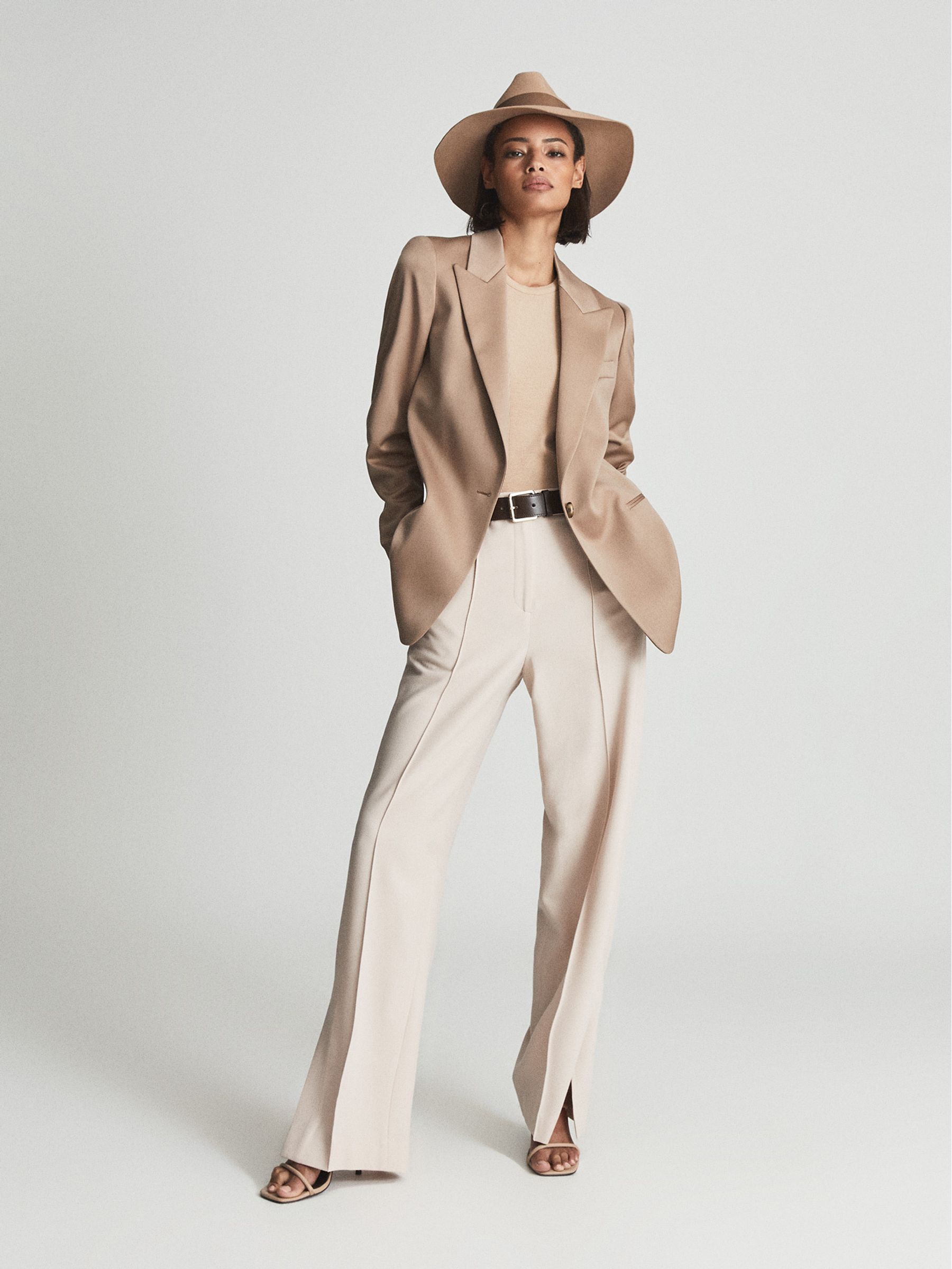 Wool Blend Twill Blazer in Pink - Image 1 of 5 Wool Blend Twill Blazer in Pink - Image 1 of 5