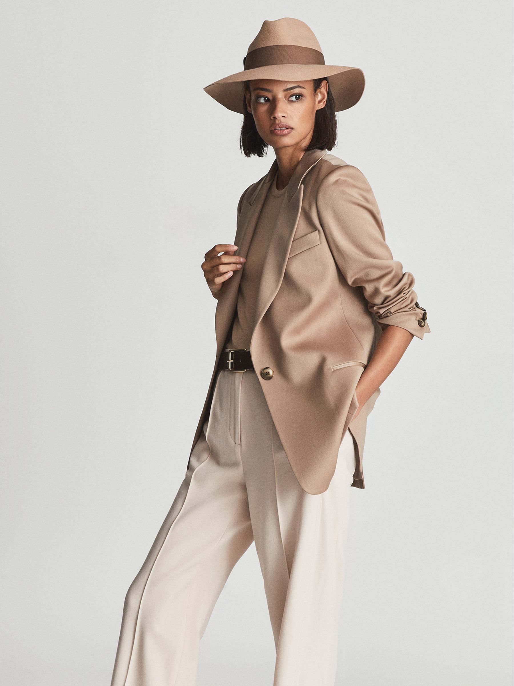 Wool Blend Twill Blazer in Pink - Image 3 of 5