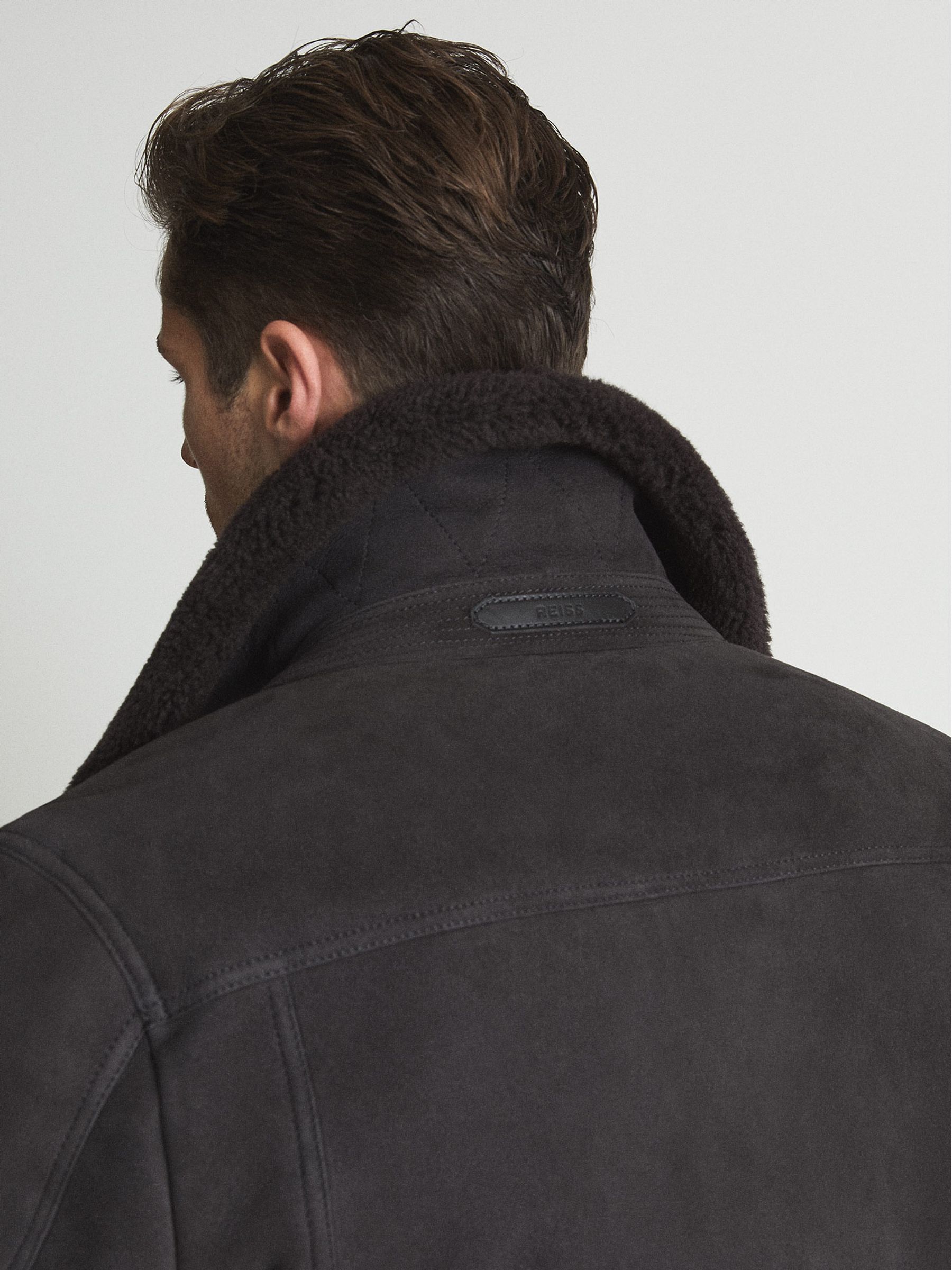 Suede Shearling Jacket in Grey - Image 7 of 7