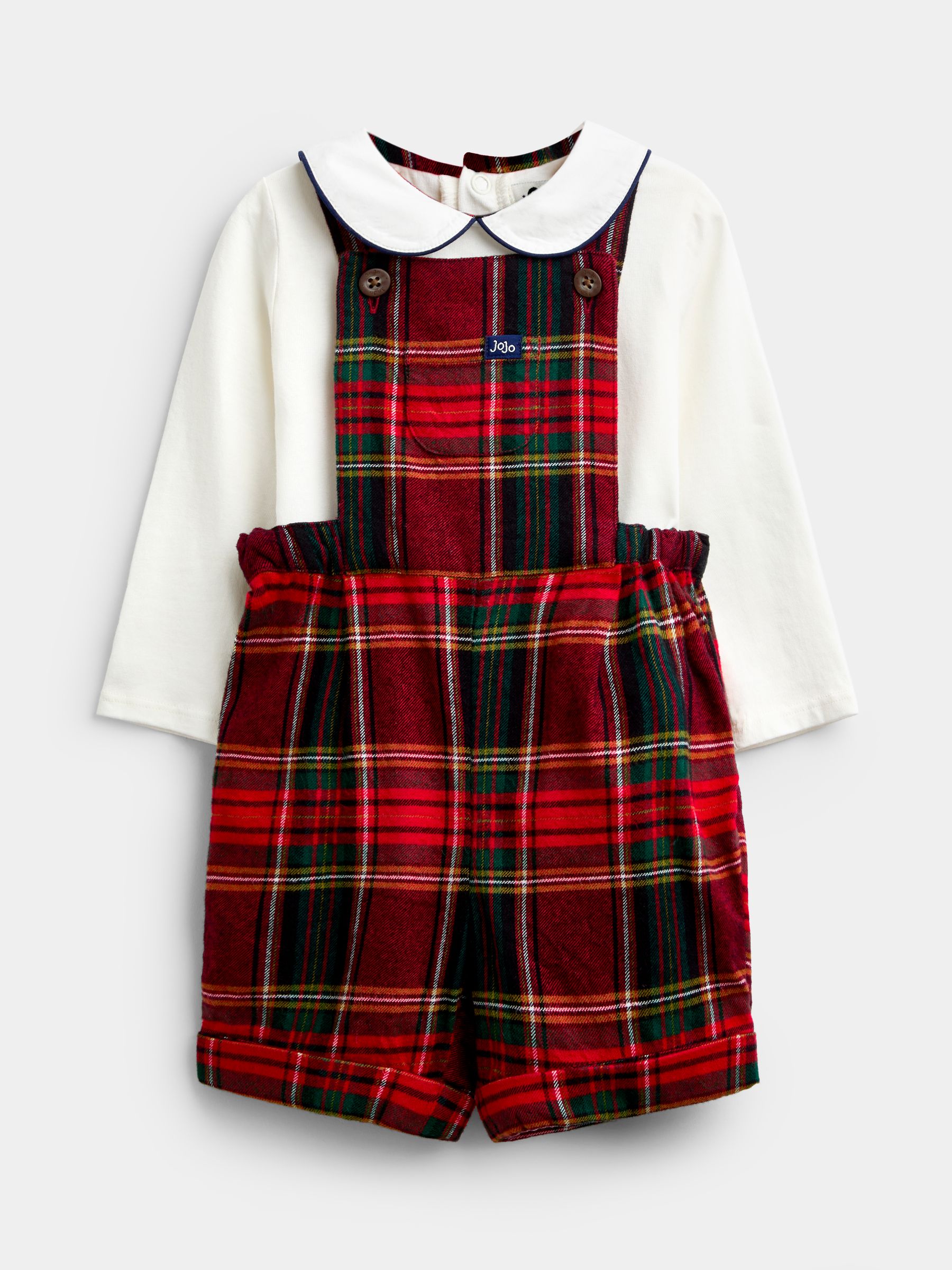 Dark Red Tartan Dungarees & Top Set - Image 1 of 6 Dark Red Tartan Dungarees & Top Set - Image 1 of 6