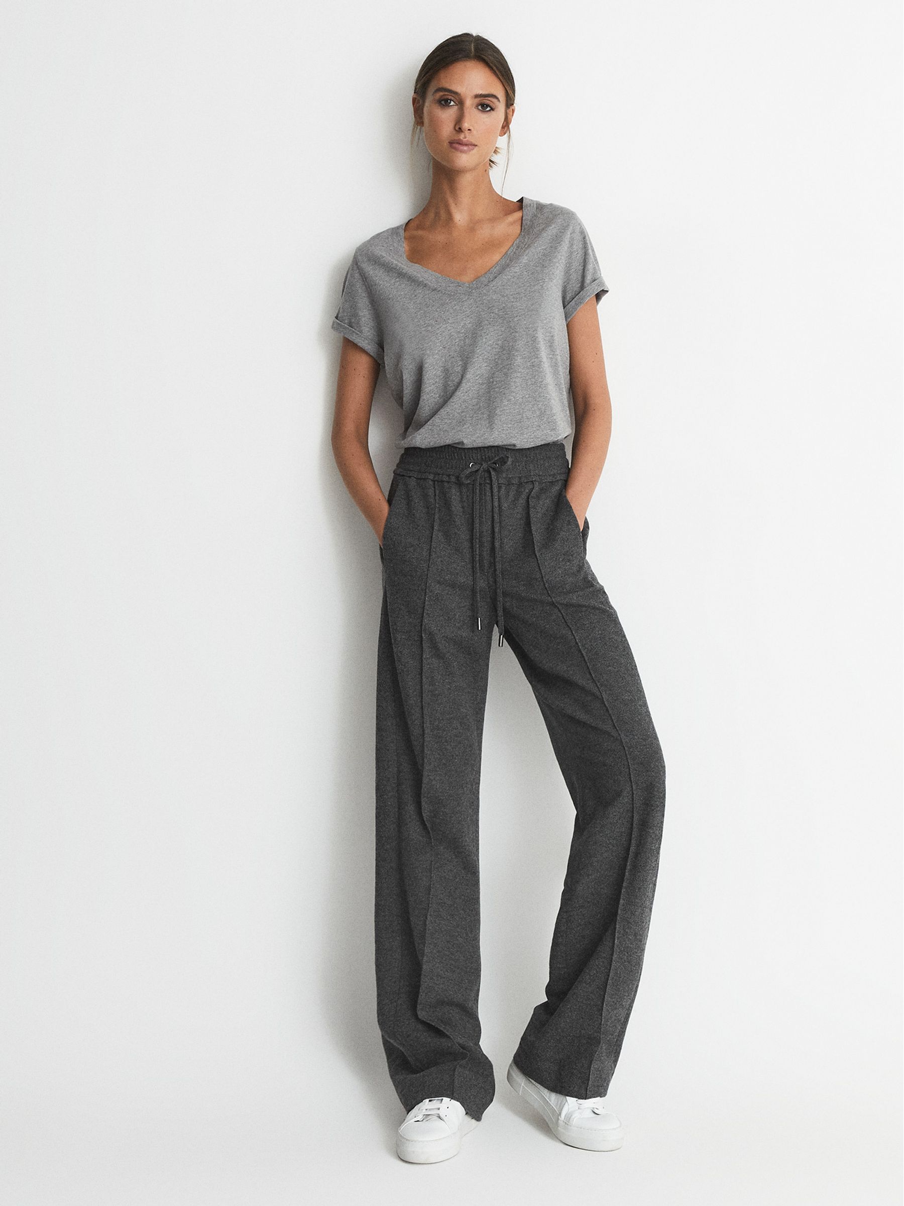 Cotton-jersey V-neck T-shirt in Grey Marl - Image 5 of 5